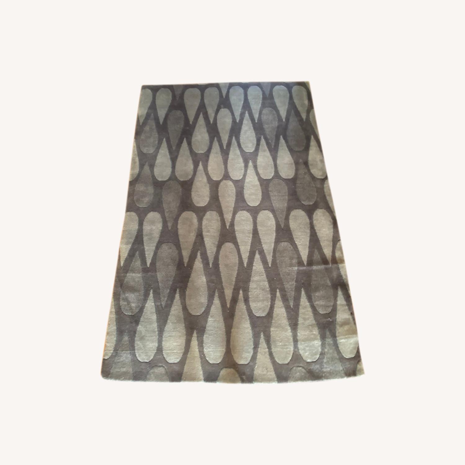 Blue Periwinkle Teardrop Wool Rug - image-0