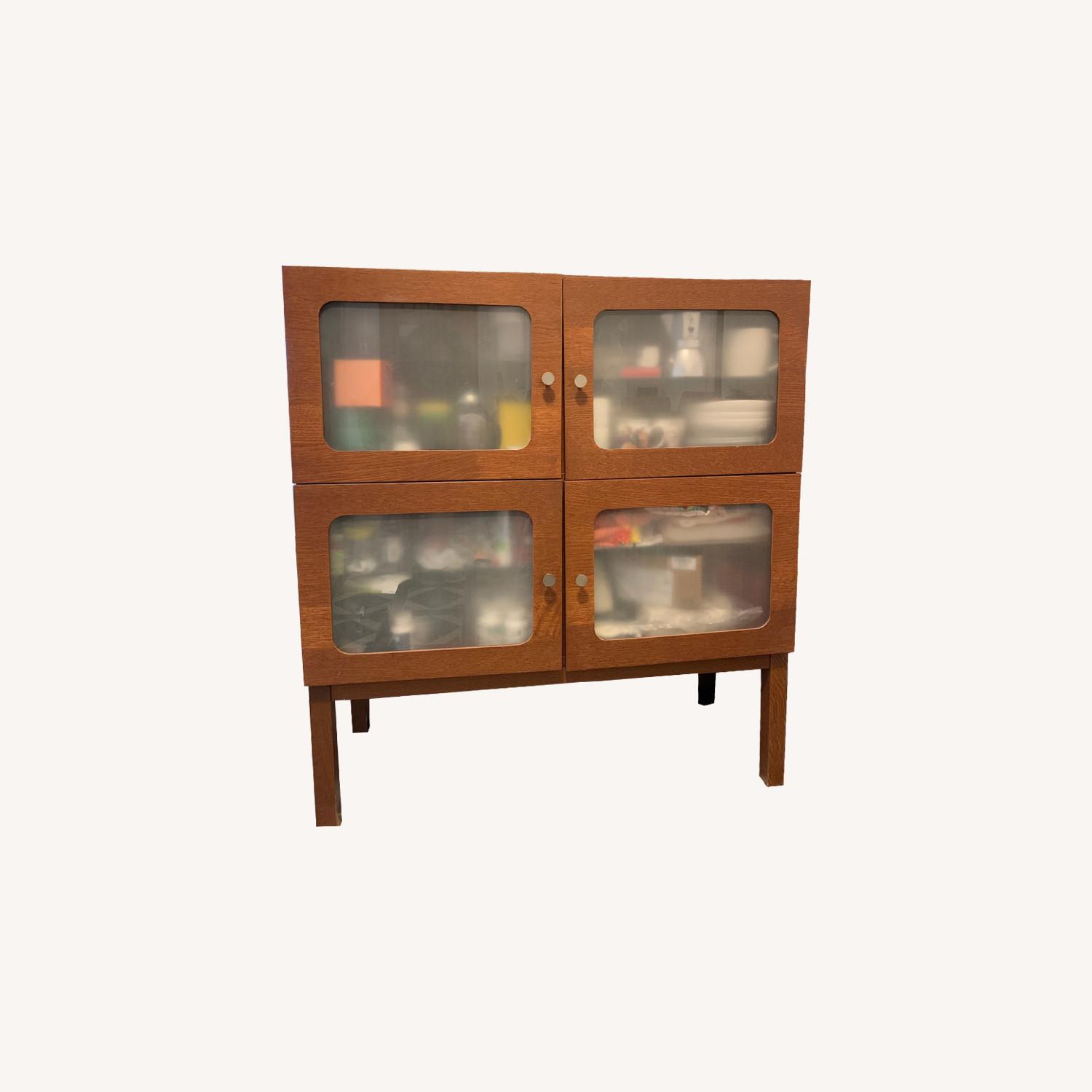 Ikea Sideboard w/ 4 Compartments & Frosted Glass Doors AptDeco