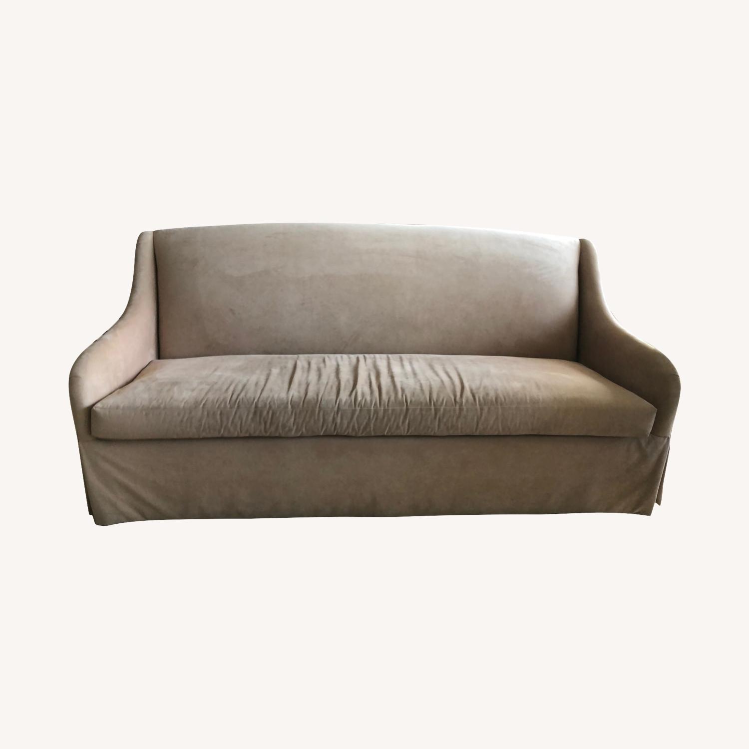 Custom Natural Microsuede Sofa - image-0