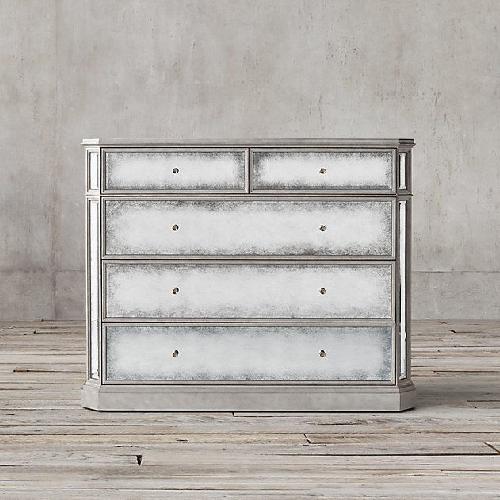 Restoration Hardware 1930s French Mirrored 5-Drawer Dresser