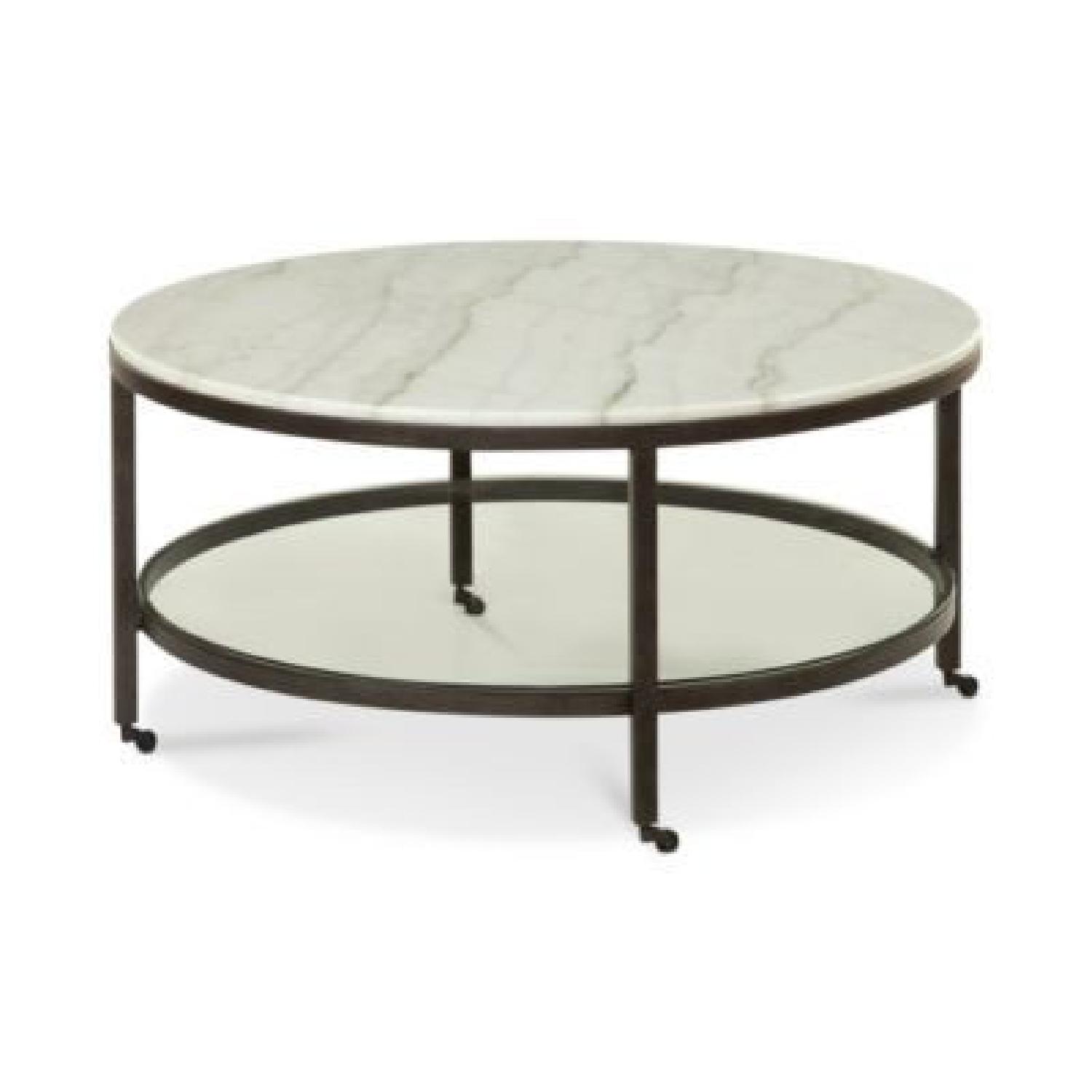 Macy's Stratus Round Marble Coffee Table AptDeco