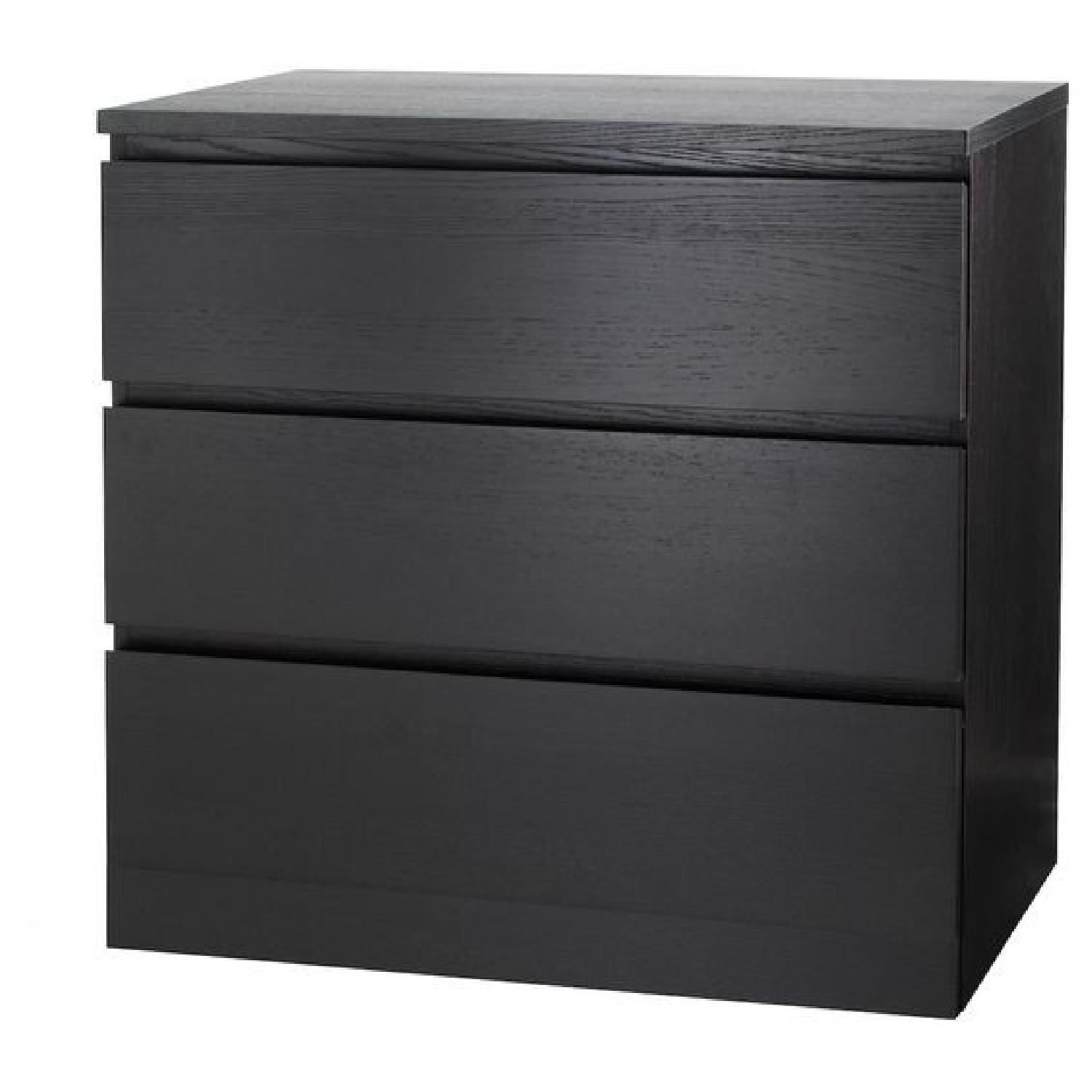 Ikea Malm Black-Brown 3 Drawer Dresser - image-0