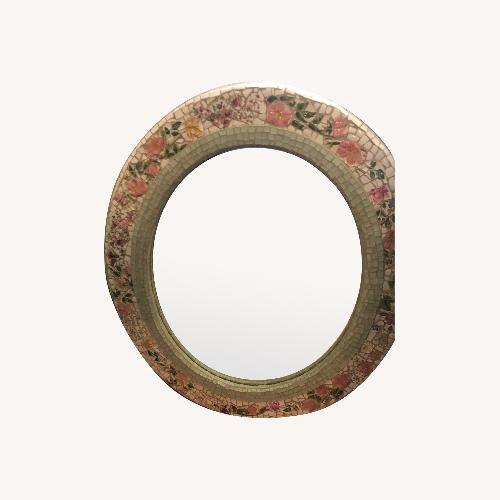 Used Custom Oval Floral Mosaic Mirror for sale on AptDeco