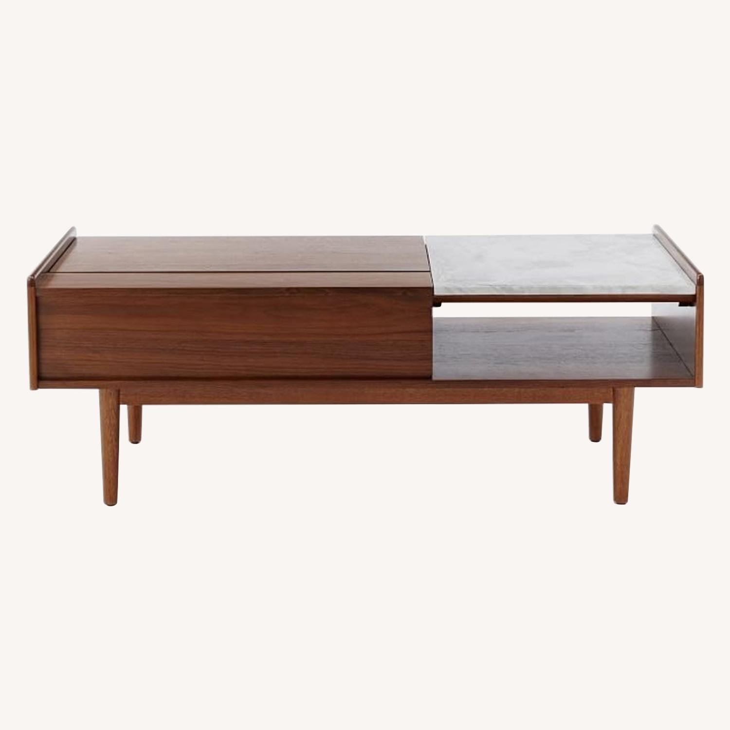 West Elm Mid-Century Walnut Pop-Up Storage Coffee Table - image-9
