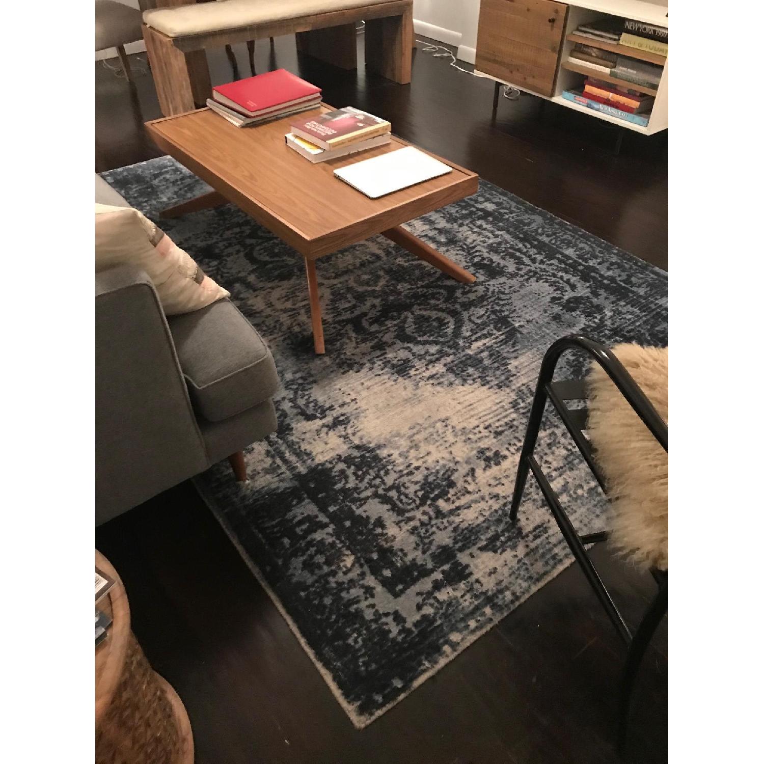 West Elm Distressed Arabesque Wool Rug in Midnight - image-1
