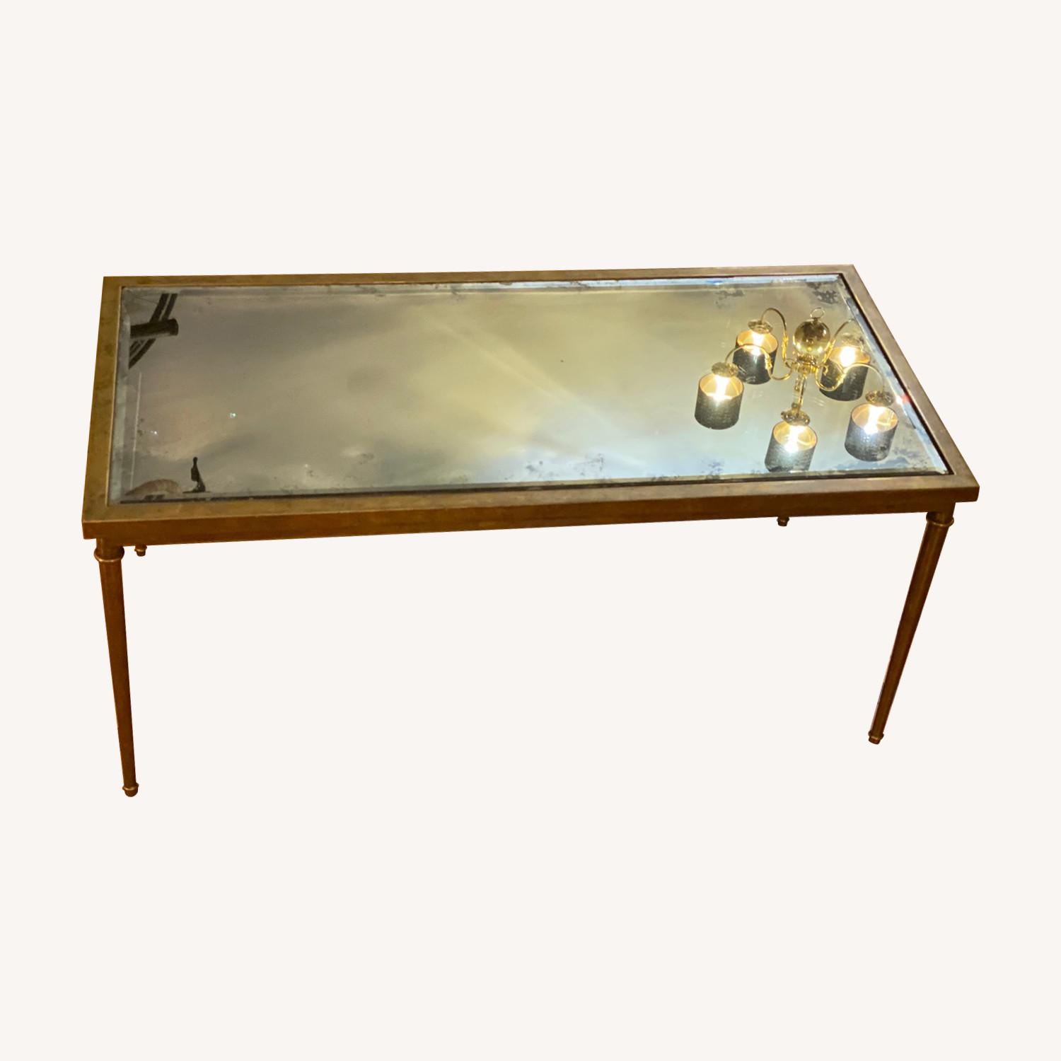 Antiqued Brass & Mirror Coffee Table AptDeco
