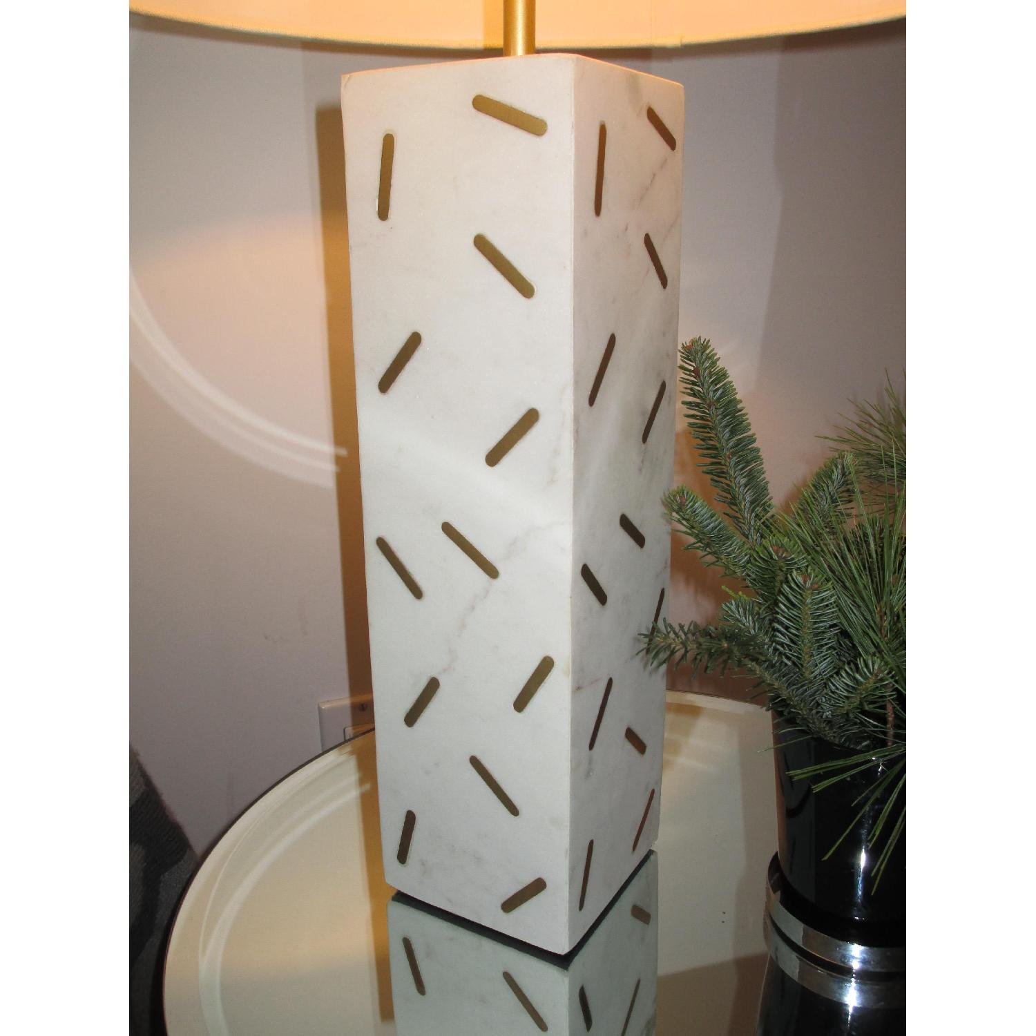 West Elm Marble & Bronze Brisim Lamp w/ Shade - image-1