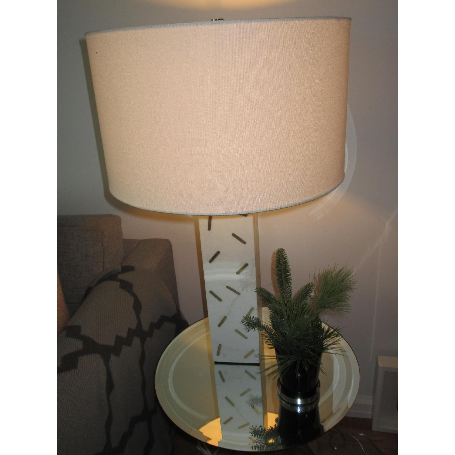 West Elm Marble & Bronze Brisim Lamp w/ Shade - image-6