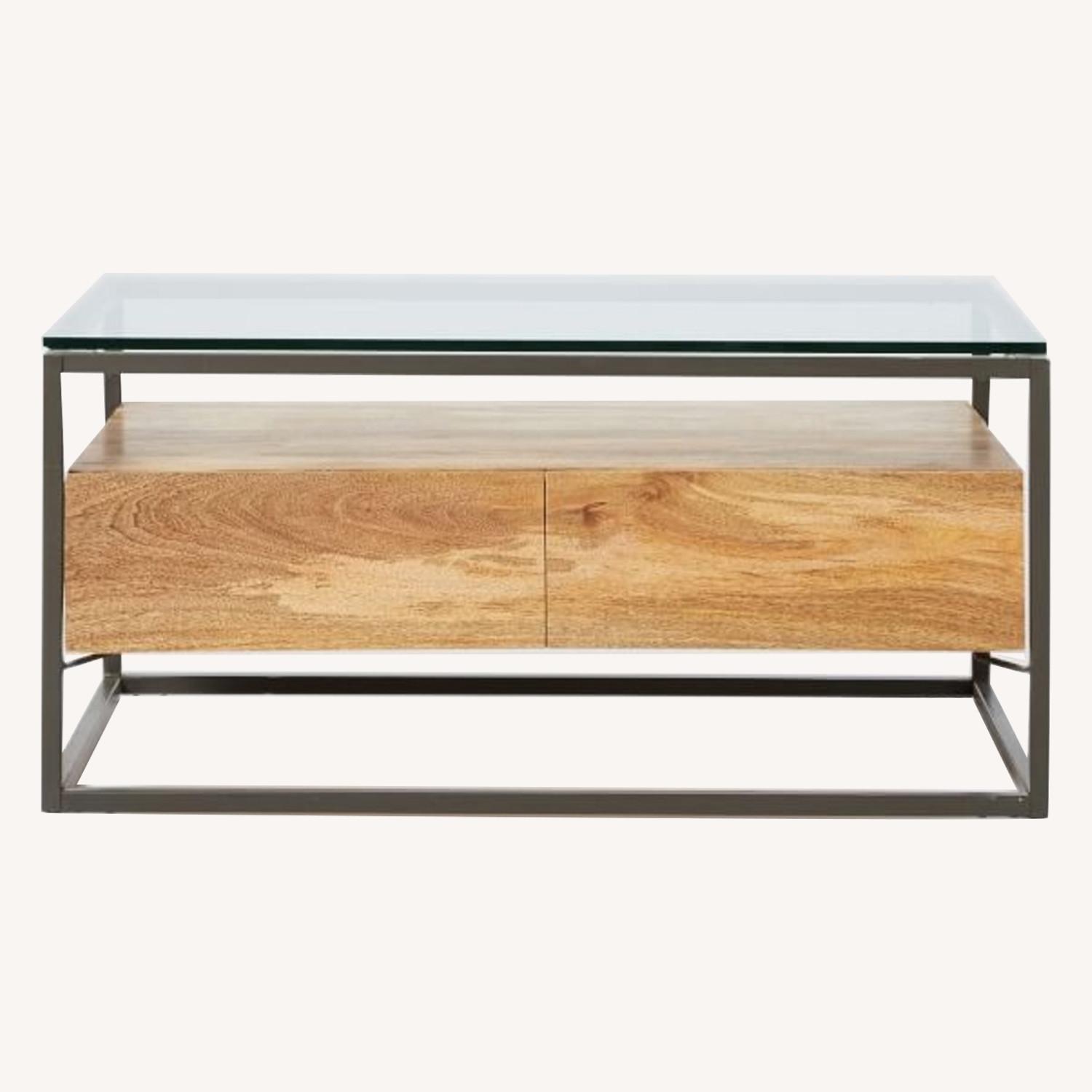 West Elm Box Frame Storage Coffee Table w/ 2 Drawers - image-0