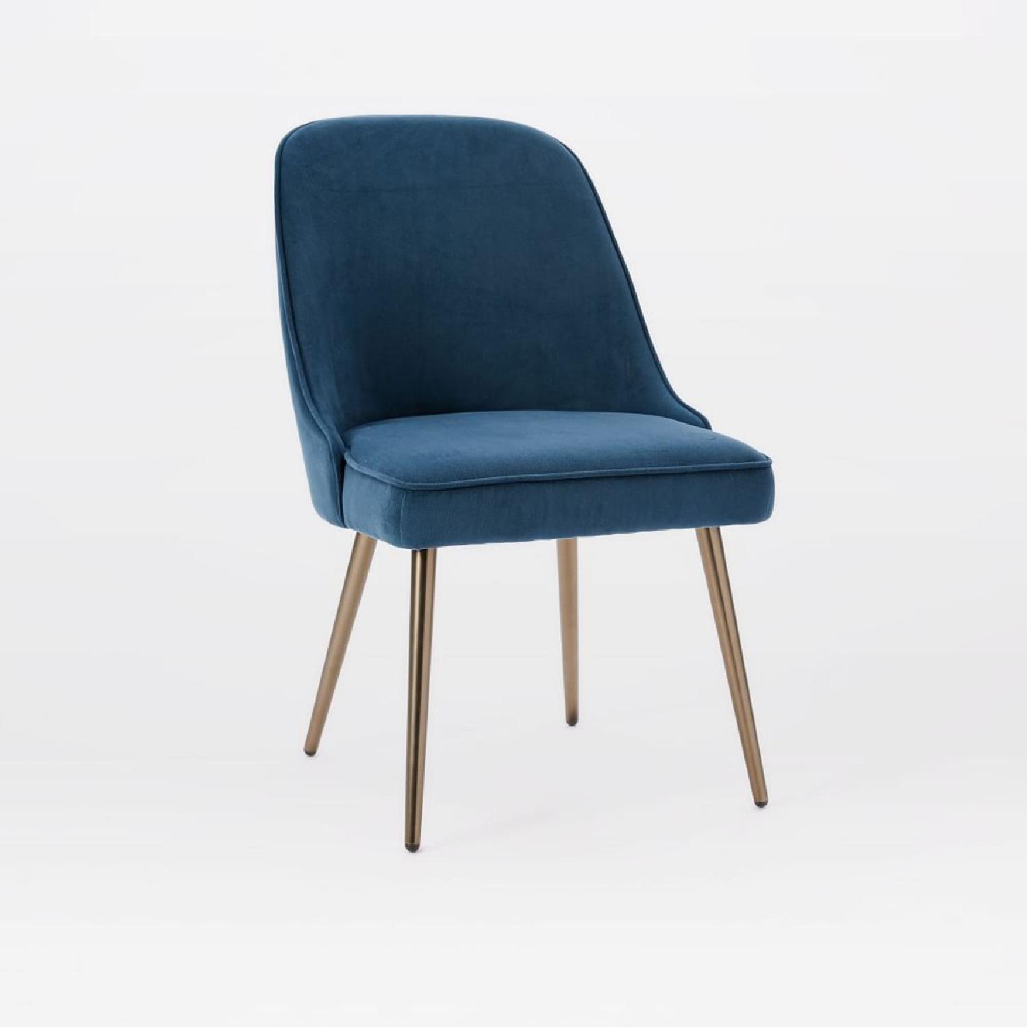 West Elm Blue Upholstered Dining Chairs AptDeco