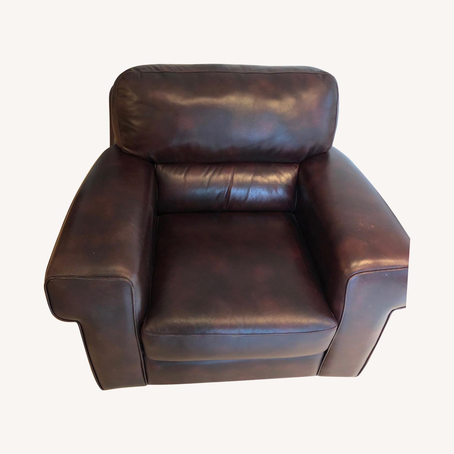 Raymour & Flanigan Brown Faux Leather Armchair AptDeco