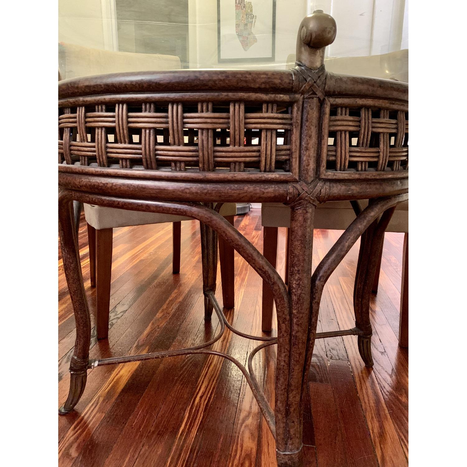 Glass Top/Wood Base Dining Table - image-3
