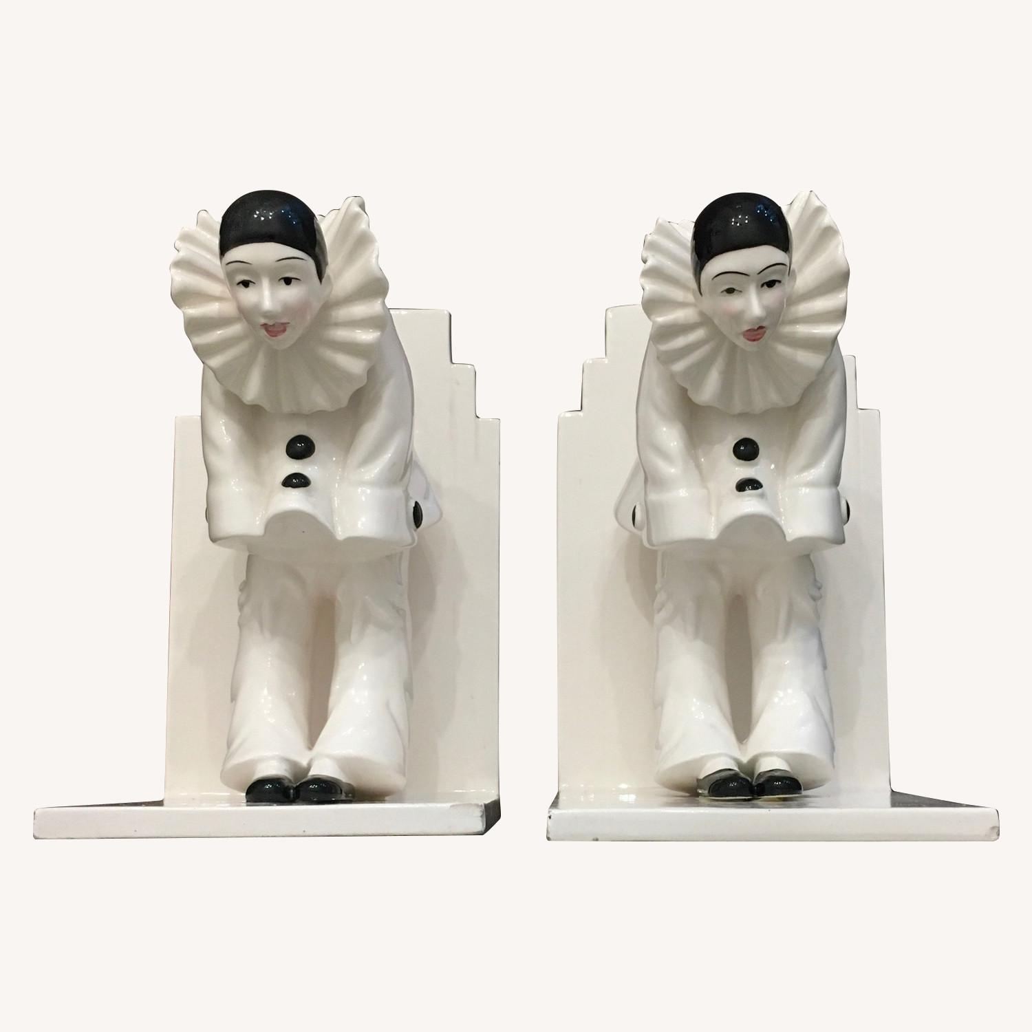 Mid Century Art Deco Harlequin Bookends - image-0