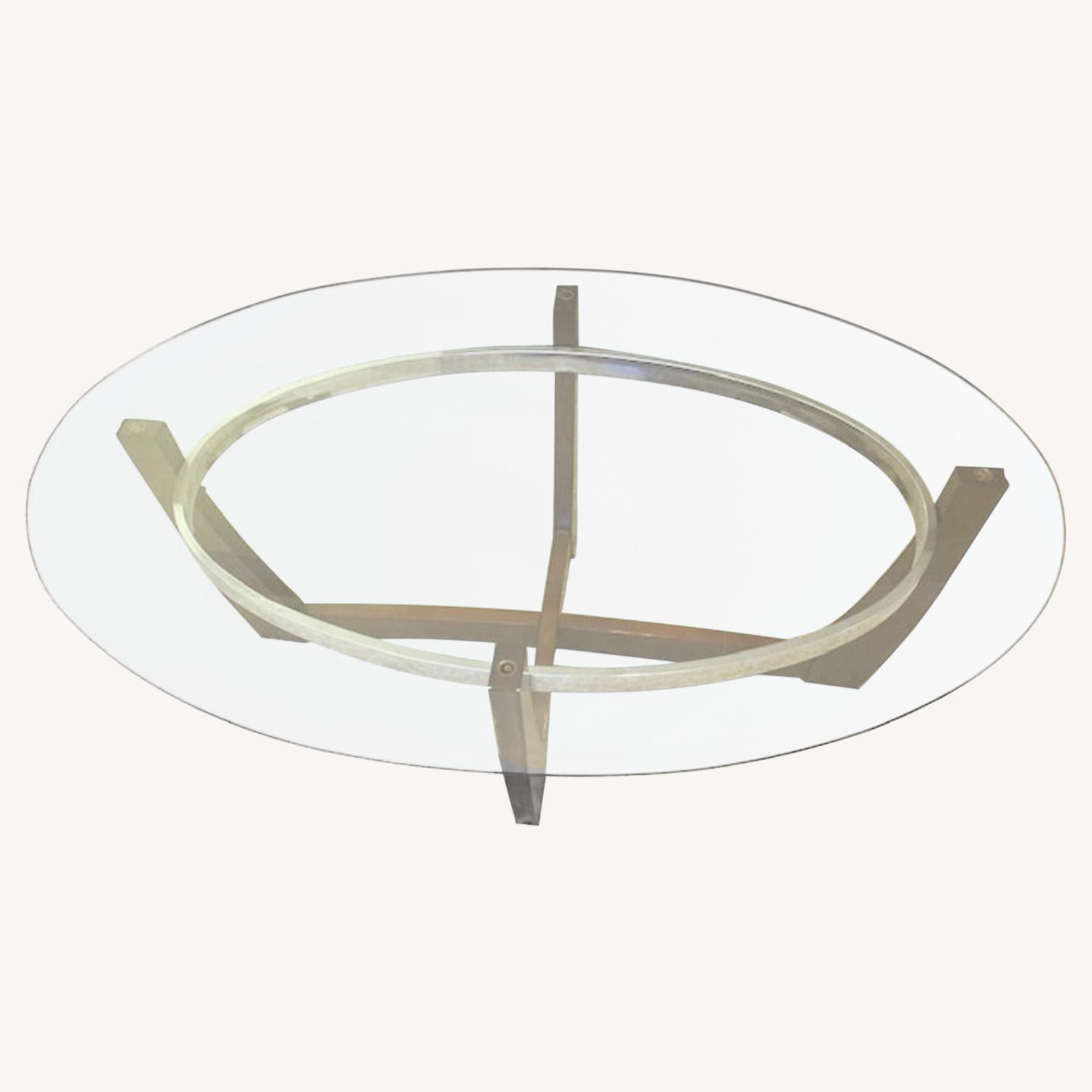 Macy's Glass Top Oval Coffee Table AptDeco