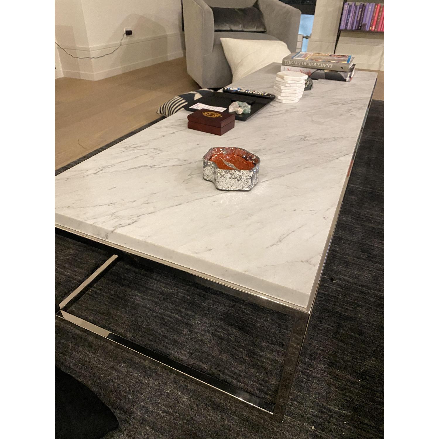 Restoration Hardware Marble Coffee Table - image-5