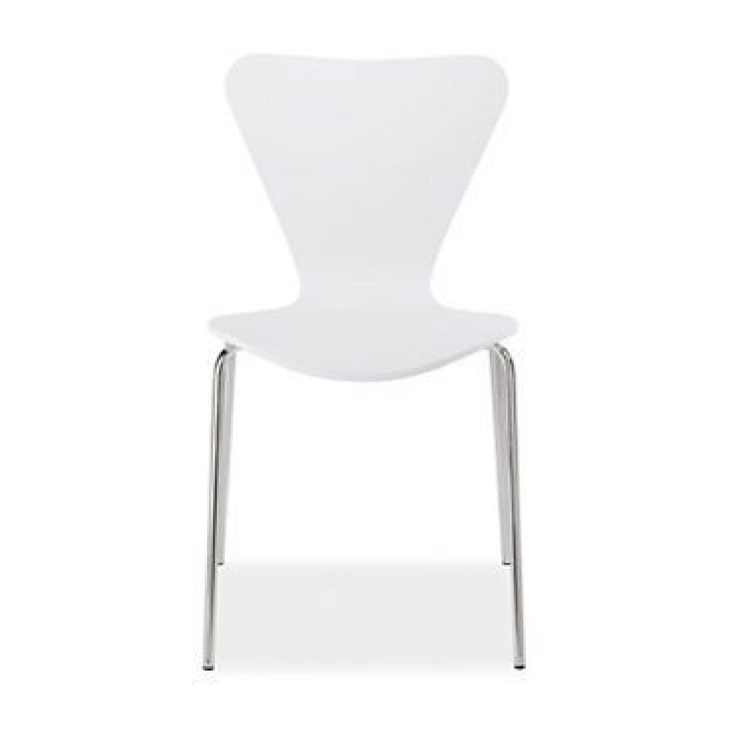 Room & Board White Wood Dining Chair w/ Metal Legs AptDeco