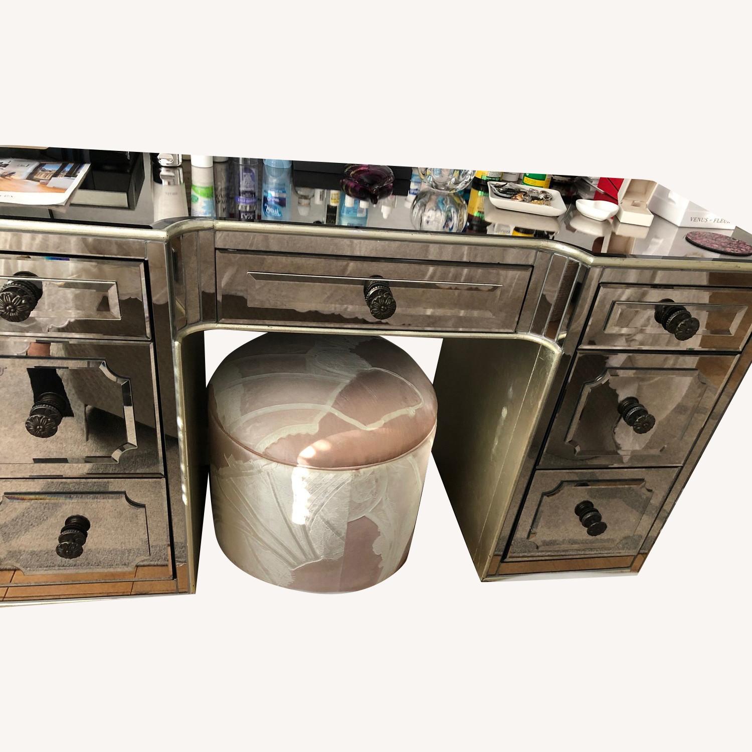 Vintage Mirrored Desk w/ Storage - image-0