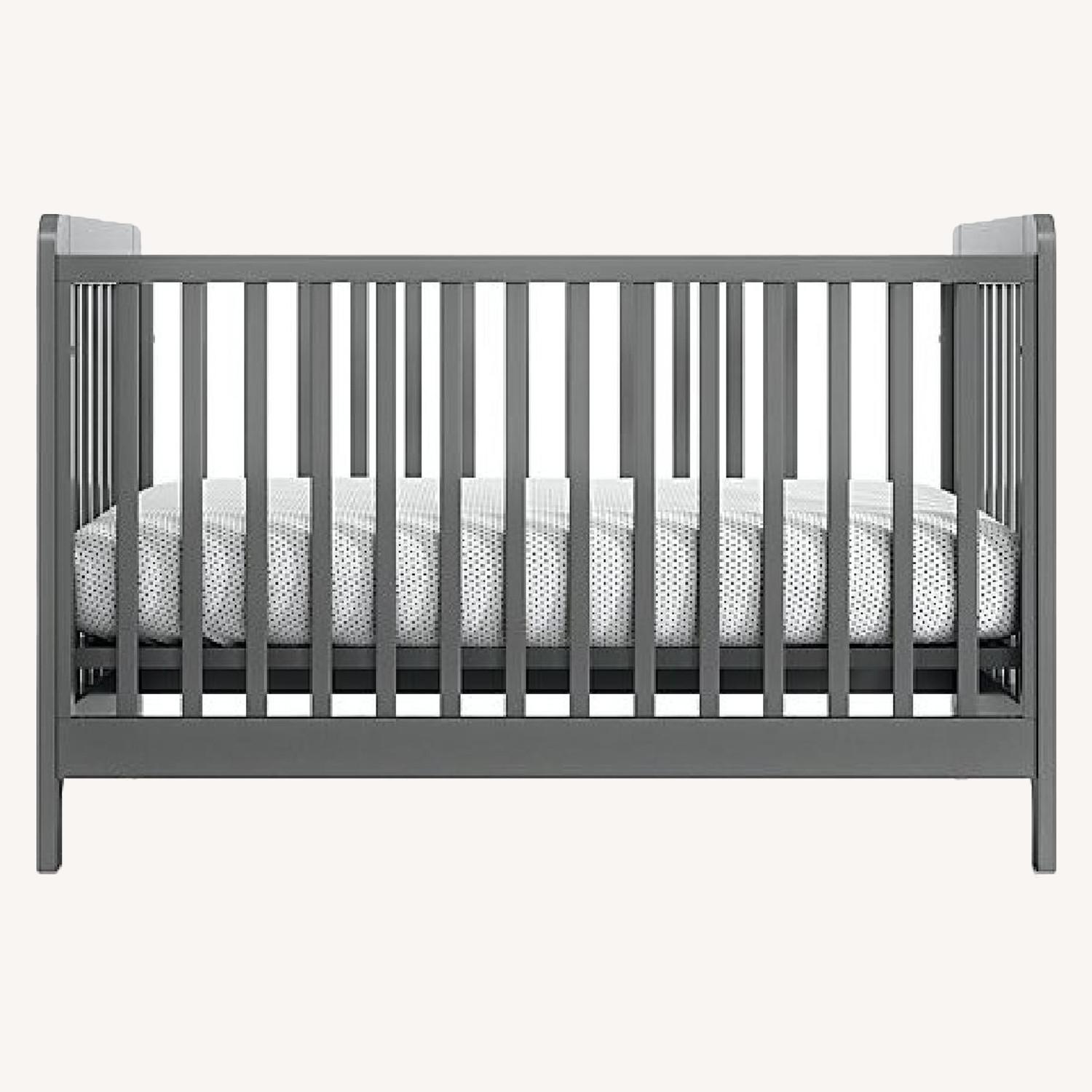 Crate & Barrel Convertible Grey Crib/Toddler Bed AptDeco