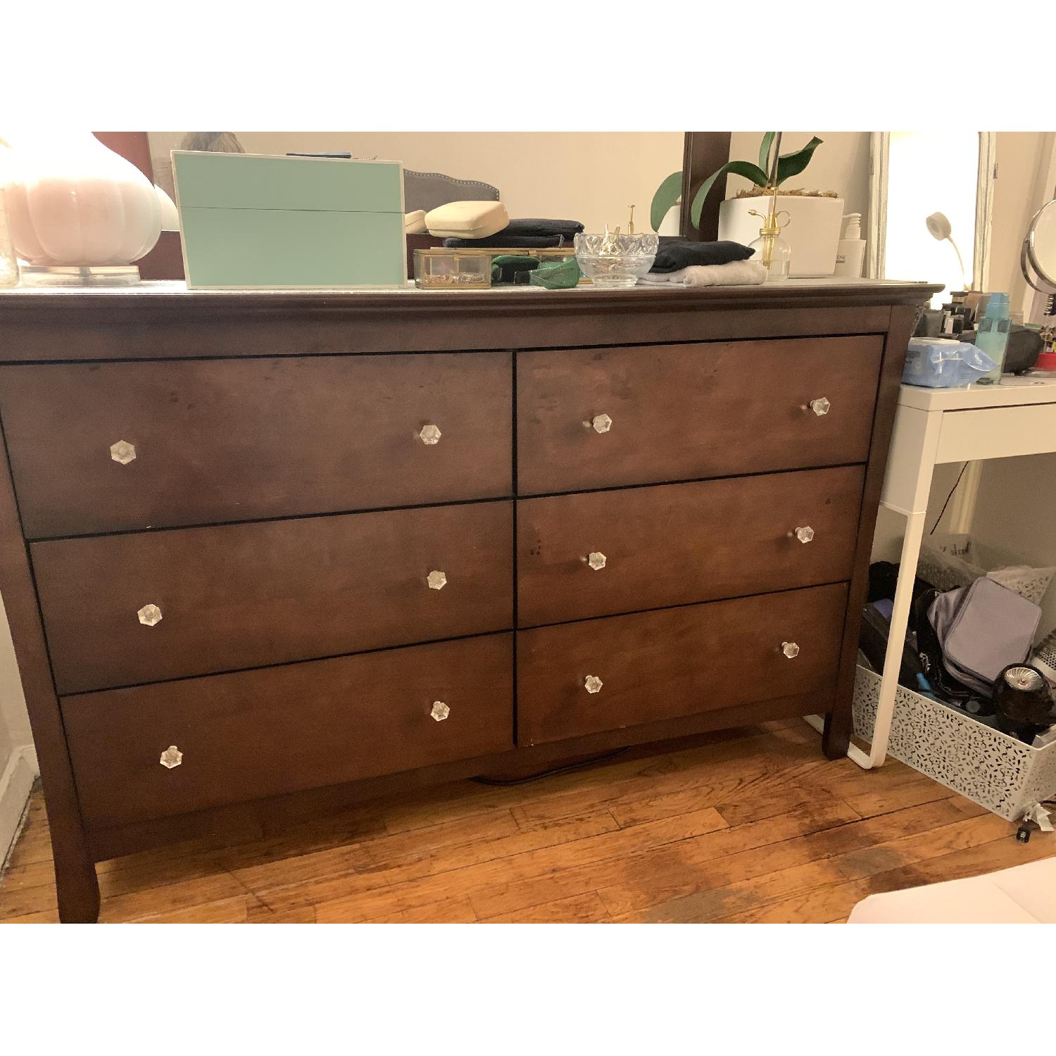 Bob's Espresso 6-Drawer Double Dresser w/ Crystal Knobs - image-4
