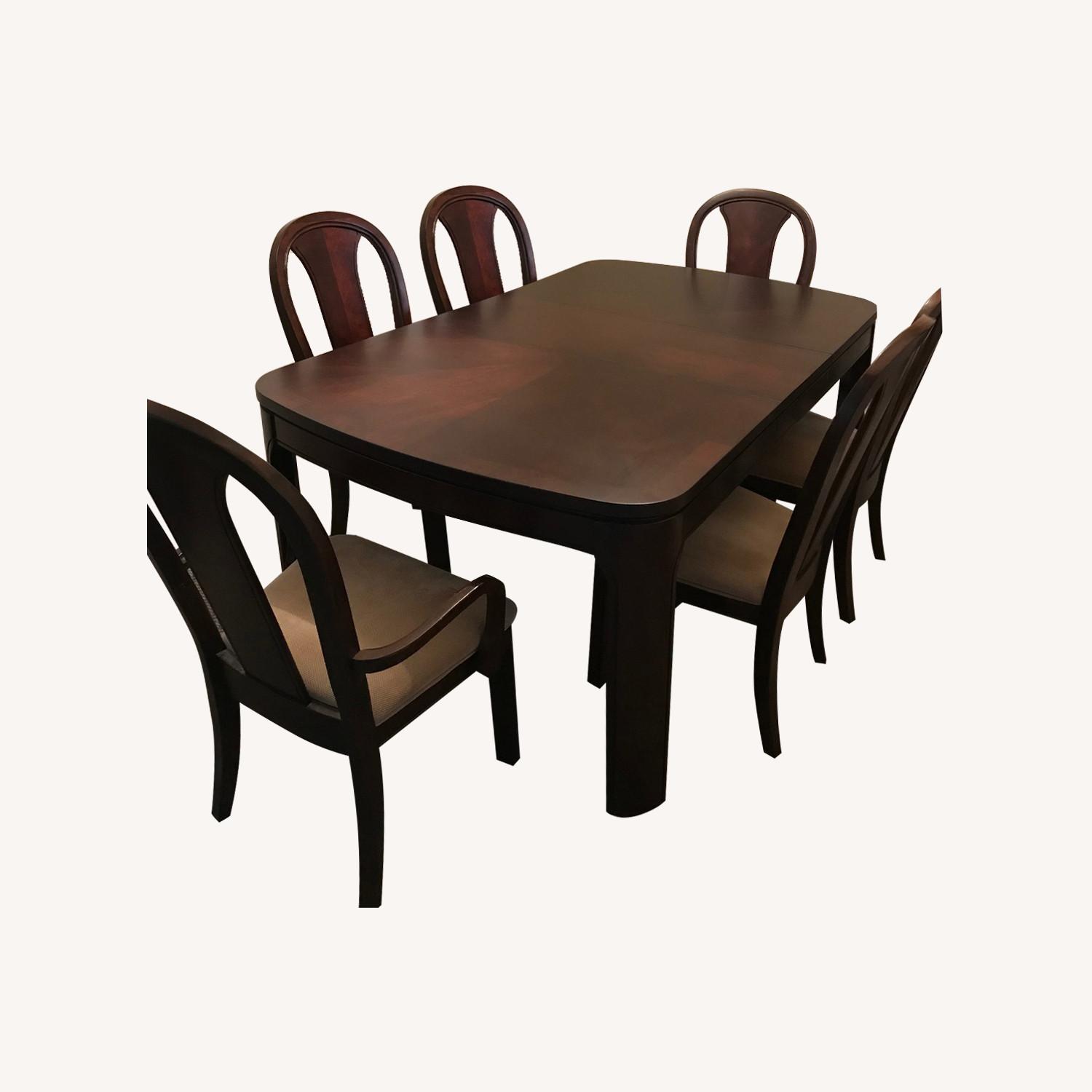 Macy's Walnut Wood Dining Table - image-0