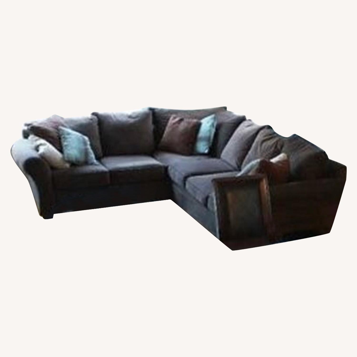 Brown L-Shape Sectional Sofa & Ottoman - image-0