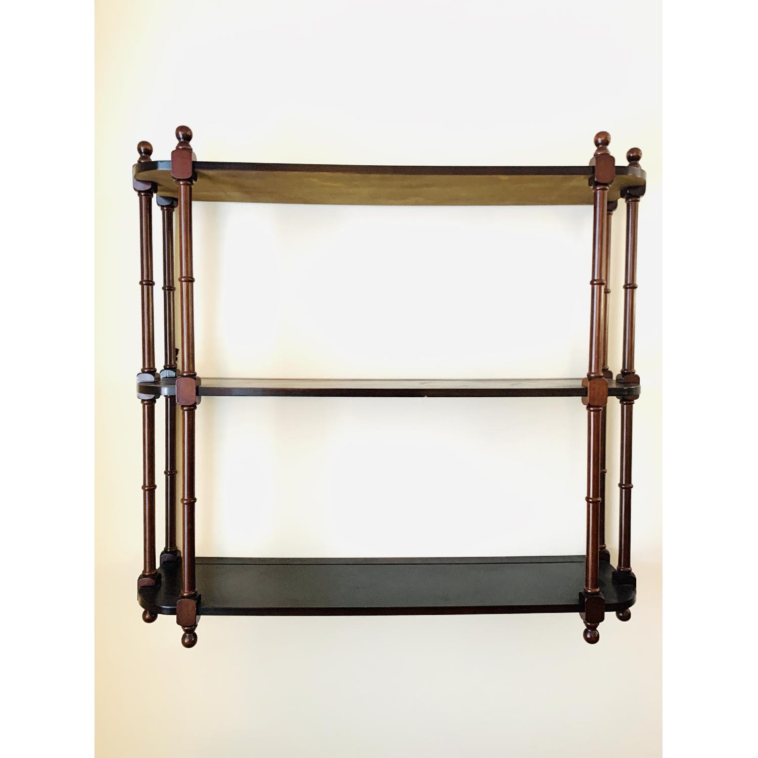 Antique British Colonial Mahogany 3-Tier Wall Shelf/Curio - image-2