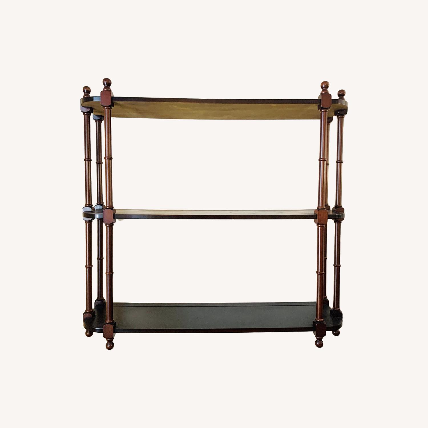 Antique British Colonial Mahogany 3-Tier Wall Shelf/Curio - image-7