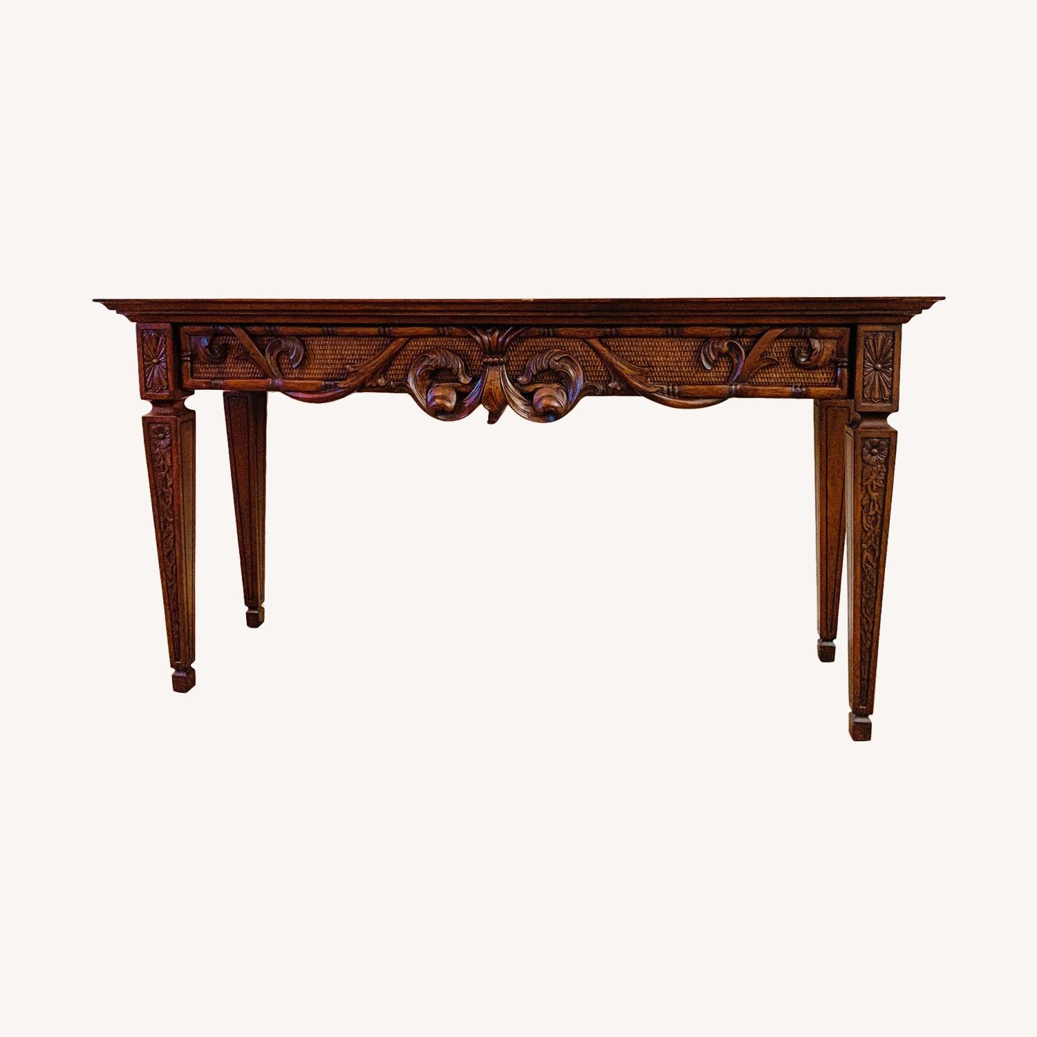 Ethan Allen Solid Cherry Carved Console Table/Credenza AptDeco
