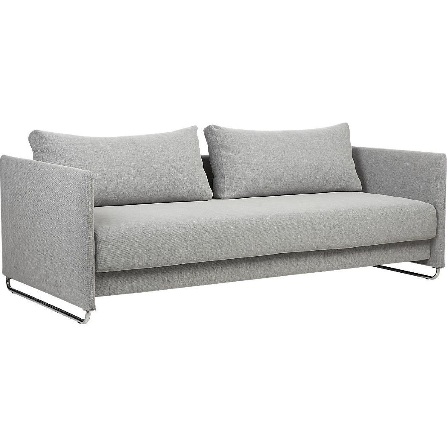 CB2 Tandom Microgrid Grey Sleeper Sofa AptDeco