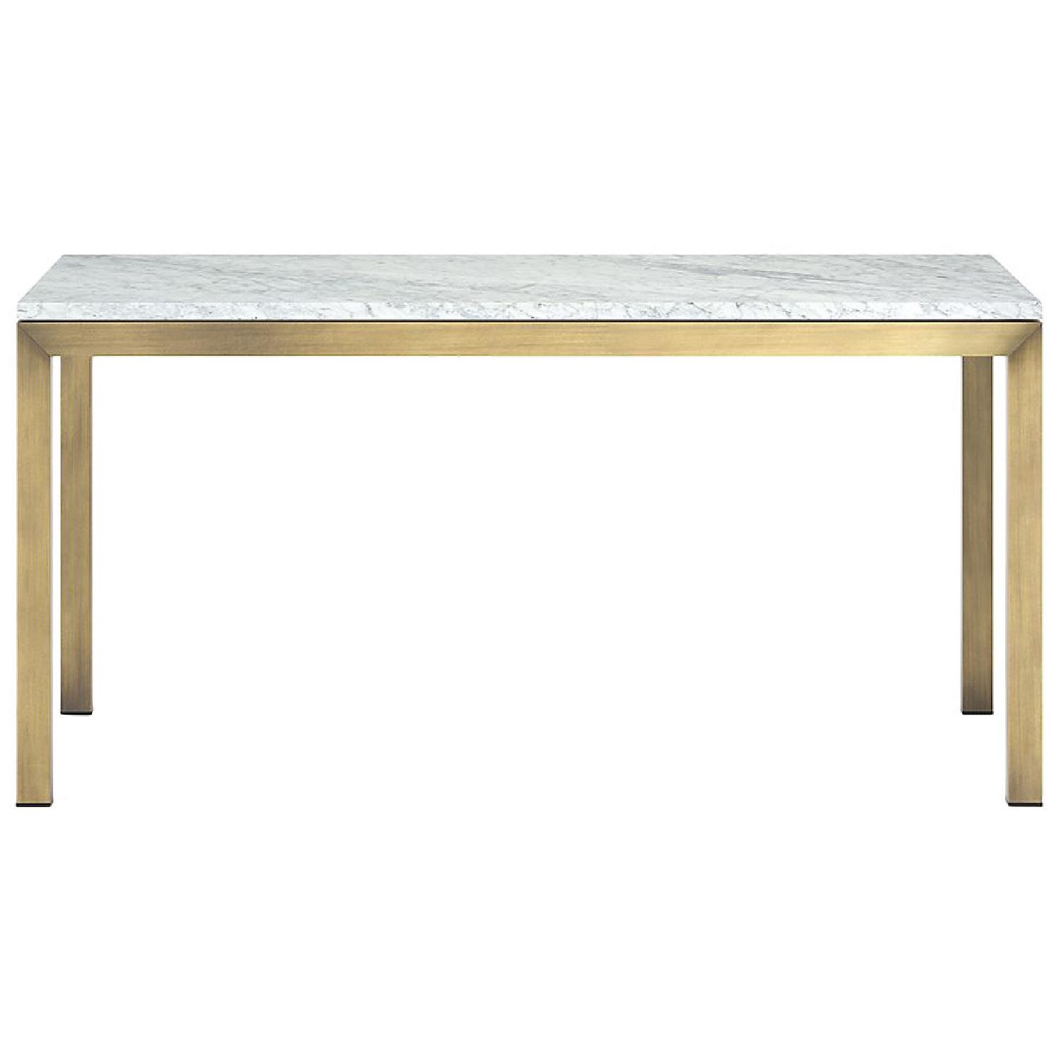 Crate & Barrel Parsons Marble Top Dining Table AptDeco