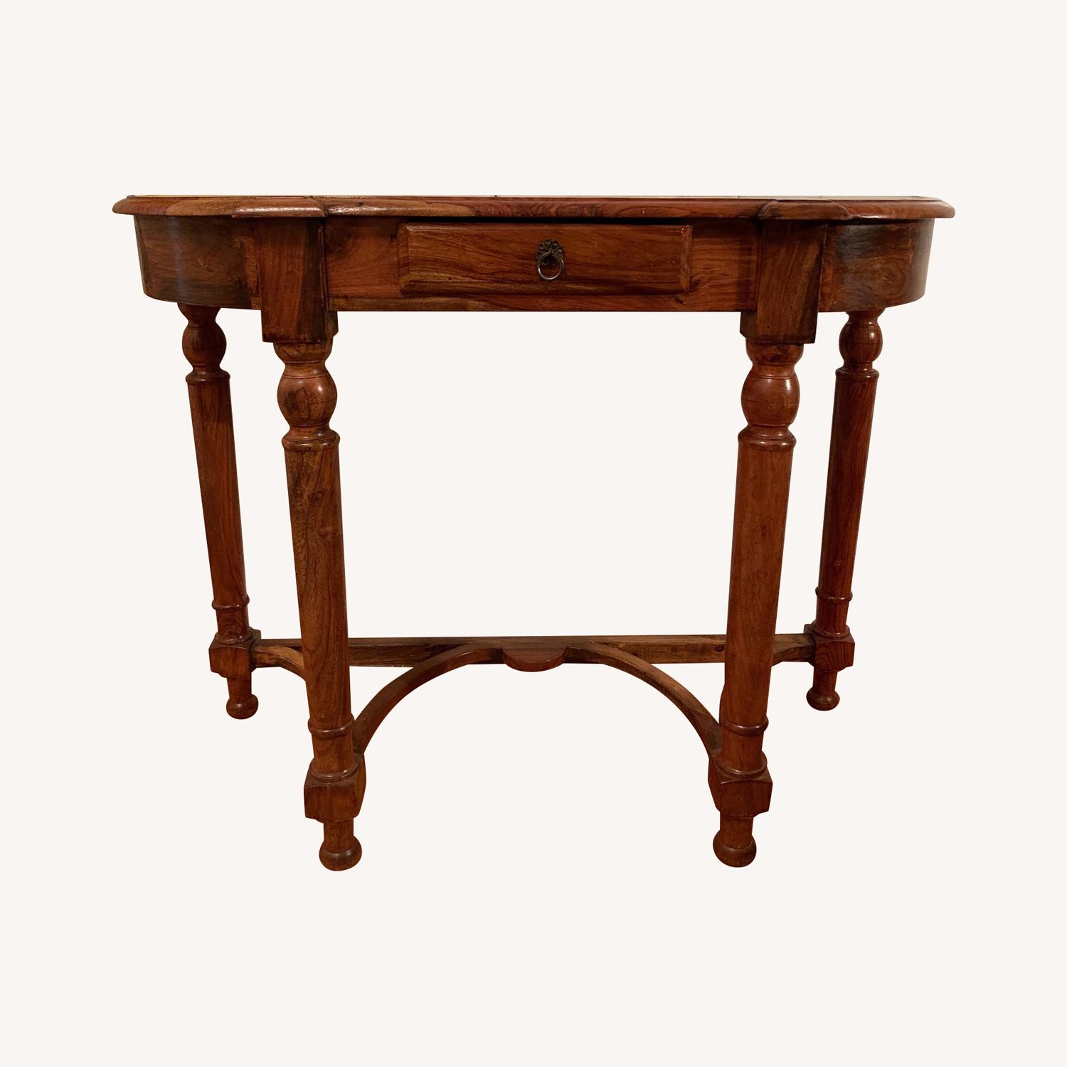 Antique Solid Wood Entry Table w/ Rounded Front & Drawer - AptDeco
