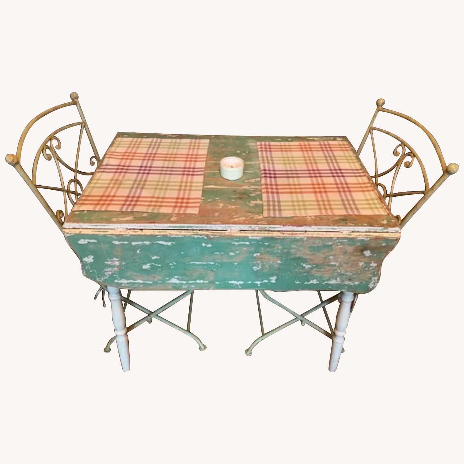 Vintage Kitchen Table w/ 2 Metal Chairs AptDeco