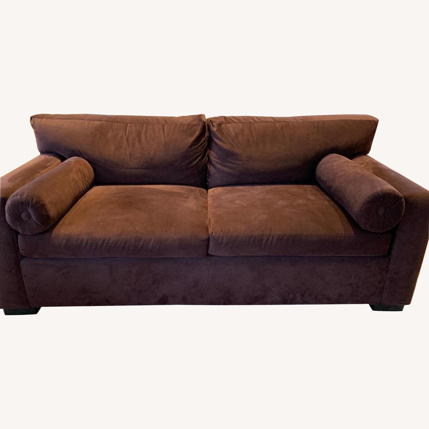 Avery Boardman Custom Ultra Suede Sofa Aptdeco