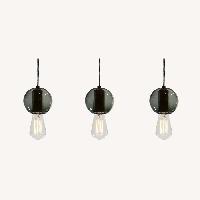 Industrial Hand-blown Gray Glass Pendant Lights Set of 3