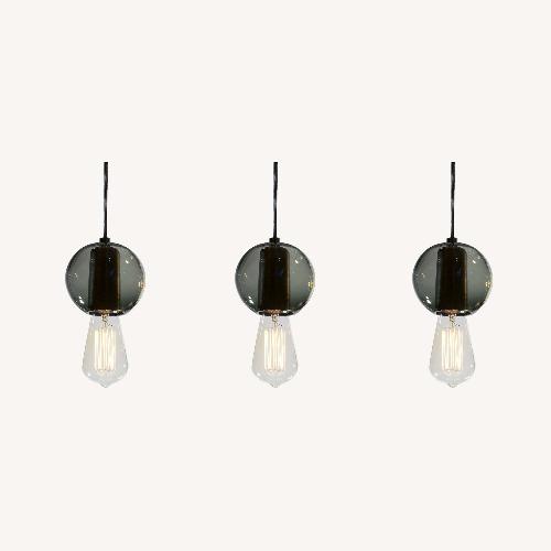 Used Industrial Hand-blown Gray Glass Pendant Lights Set of 3 for sale on AptDeco
