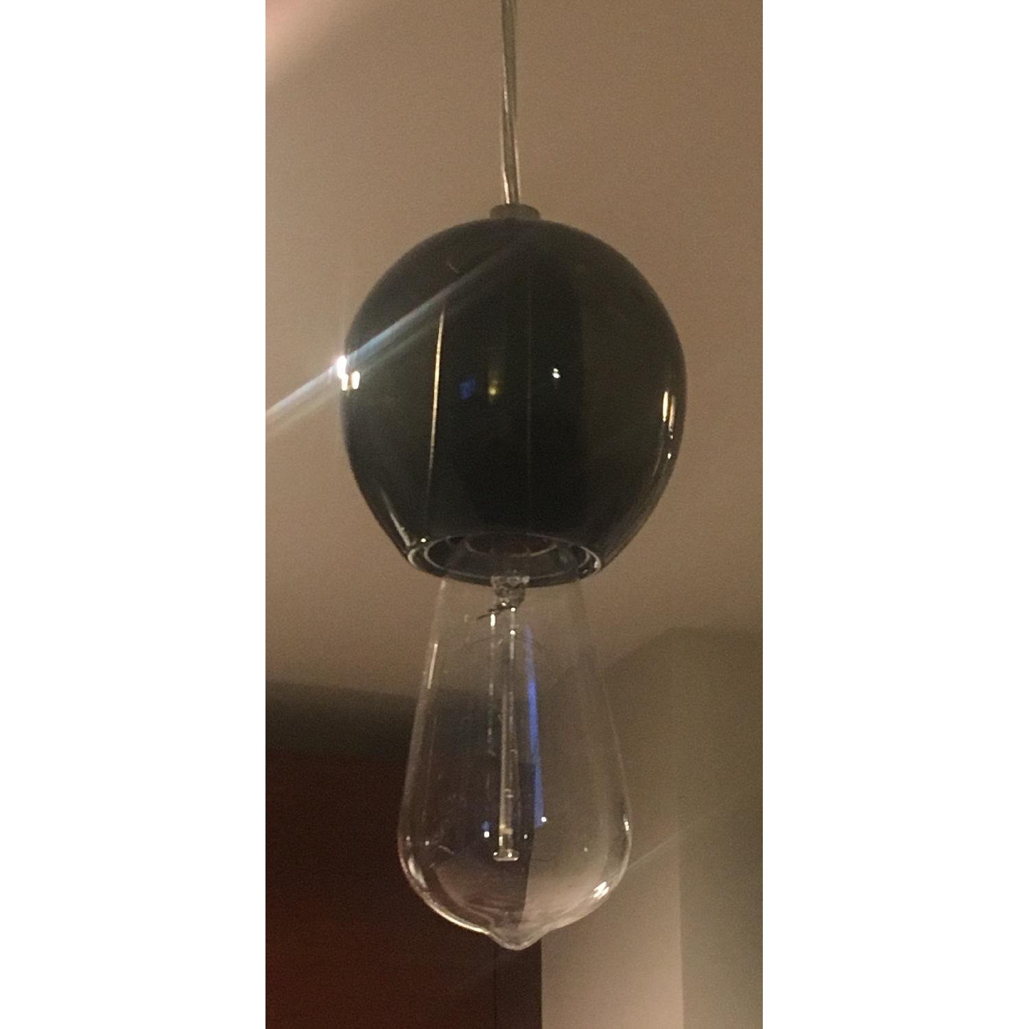 Industrial Hand-blown Gray Glass Pendant Lights Set of 3 - image-8