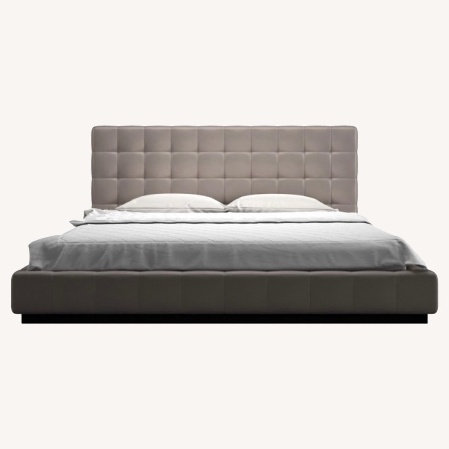 Modern Queen Grey Leather Bed AptDeco