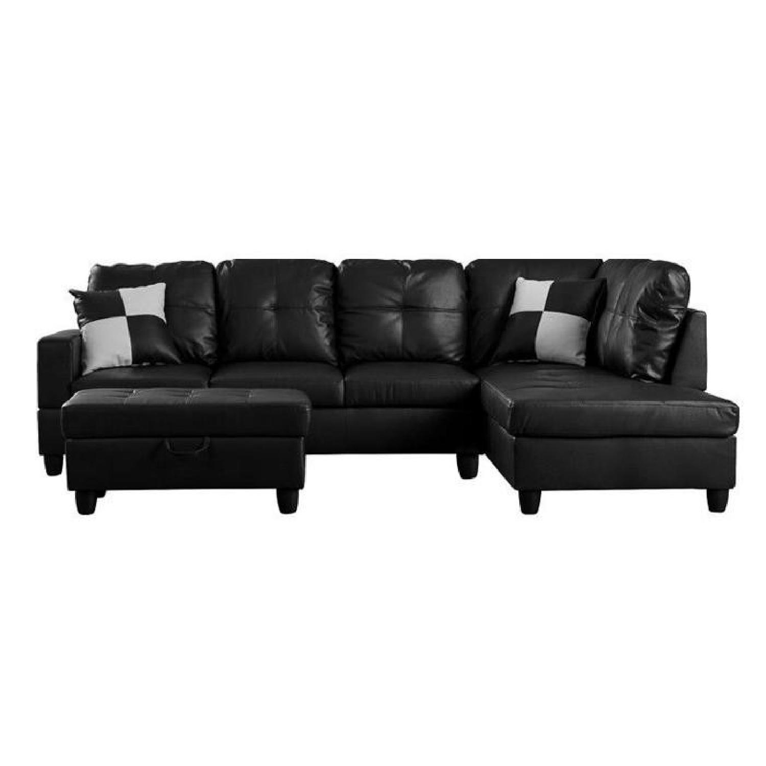 Andover Mills Black Russ Sectional Sofa & Ottoman - image-0