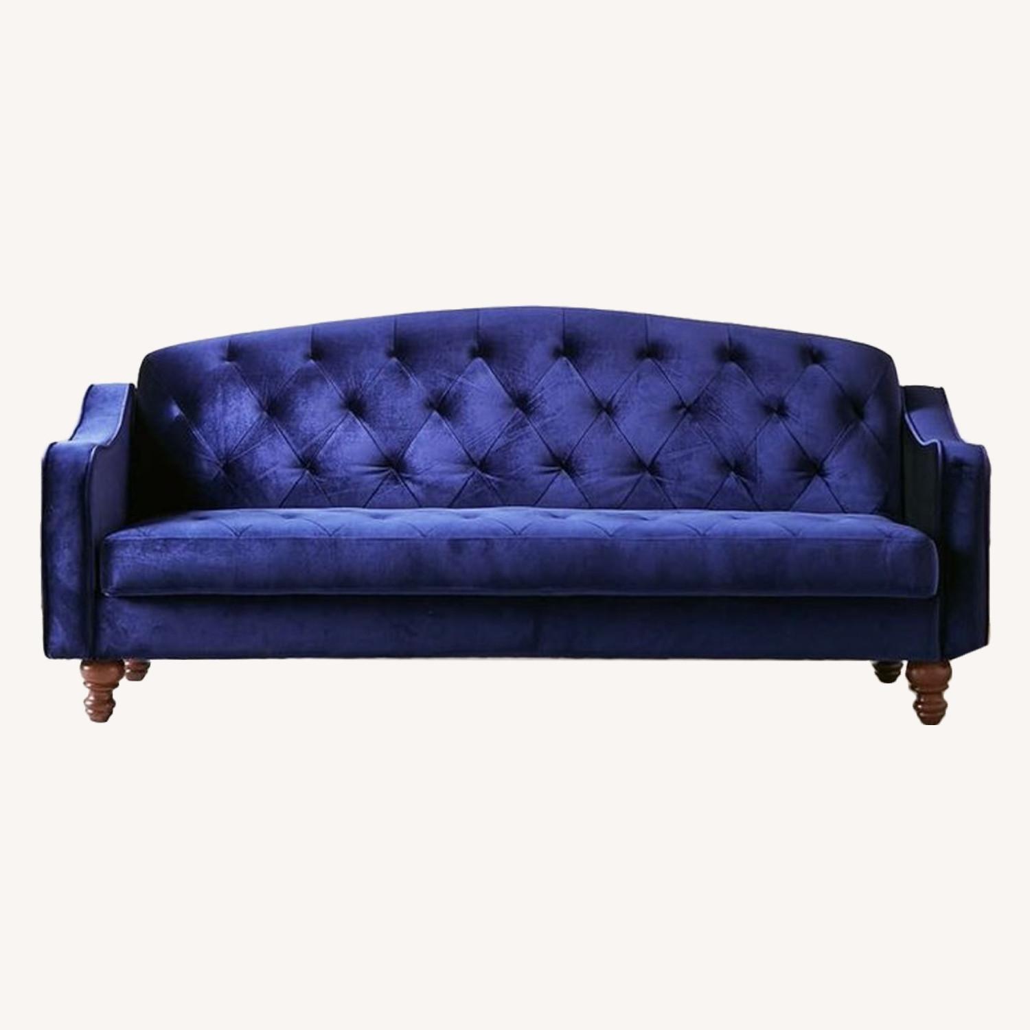 Urban Outfitters Ava Velvet Blue Sleeper Sofa AptDeco
