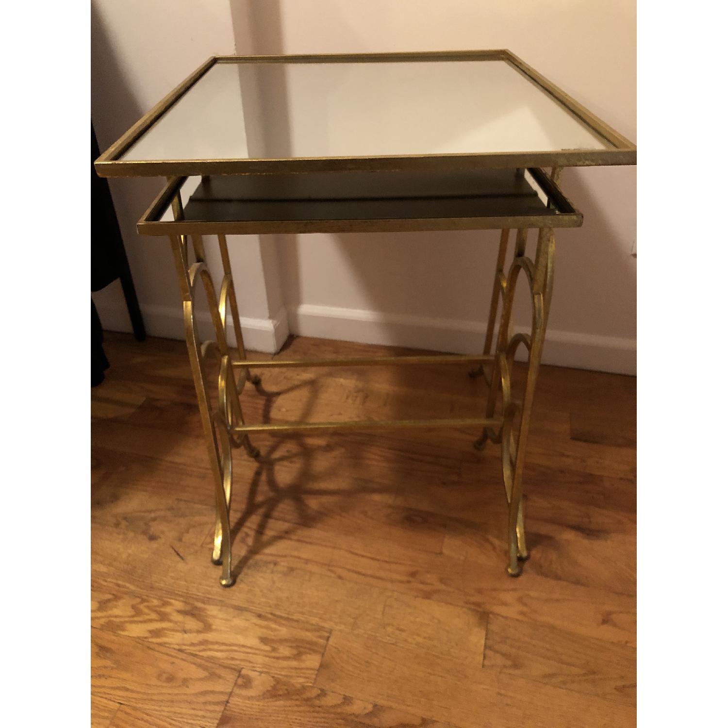 Gold mirrored nesting side tables AptDeco