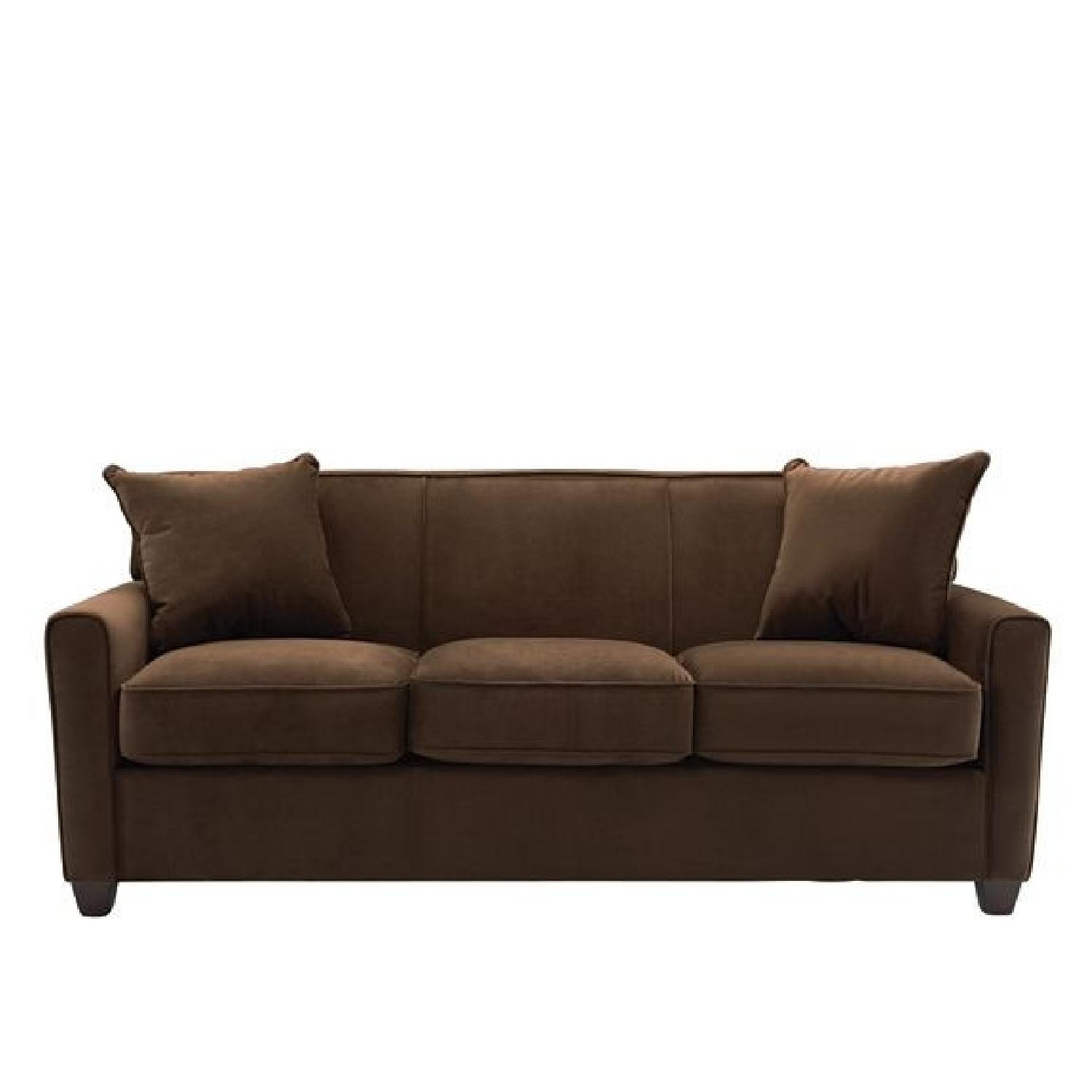 Raymour & Flanigan Dark Brown Microsuede Sleeper Sofa - image-0