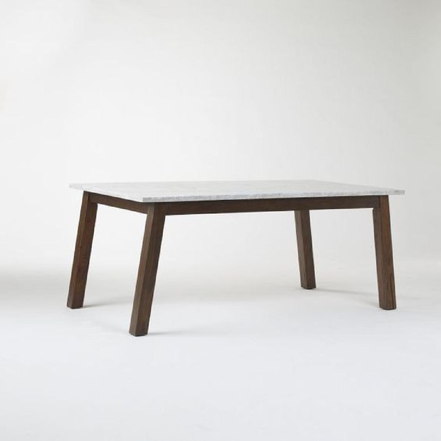 West Elm Marble & Wood Rectangular Dining Table AptDeco