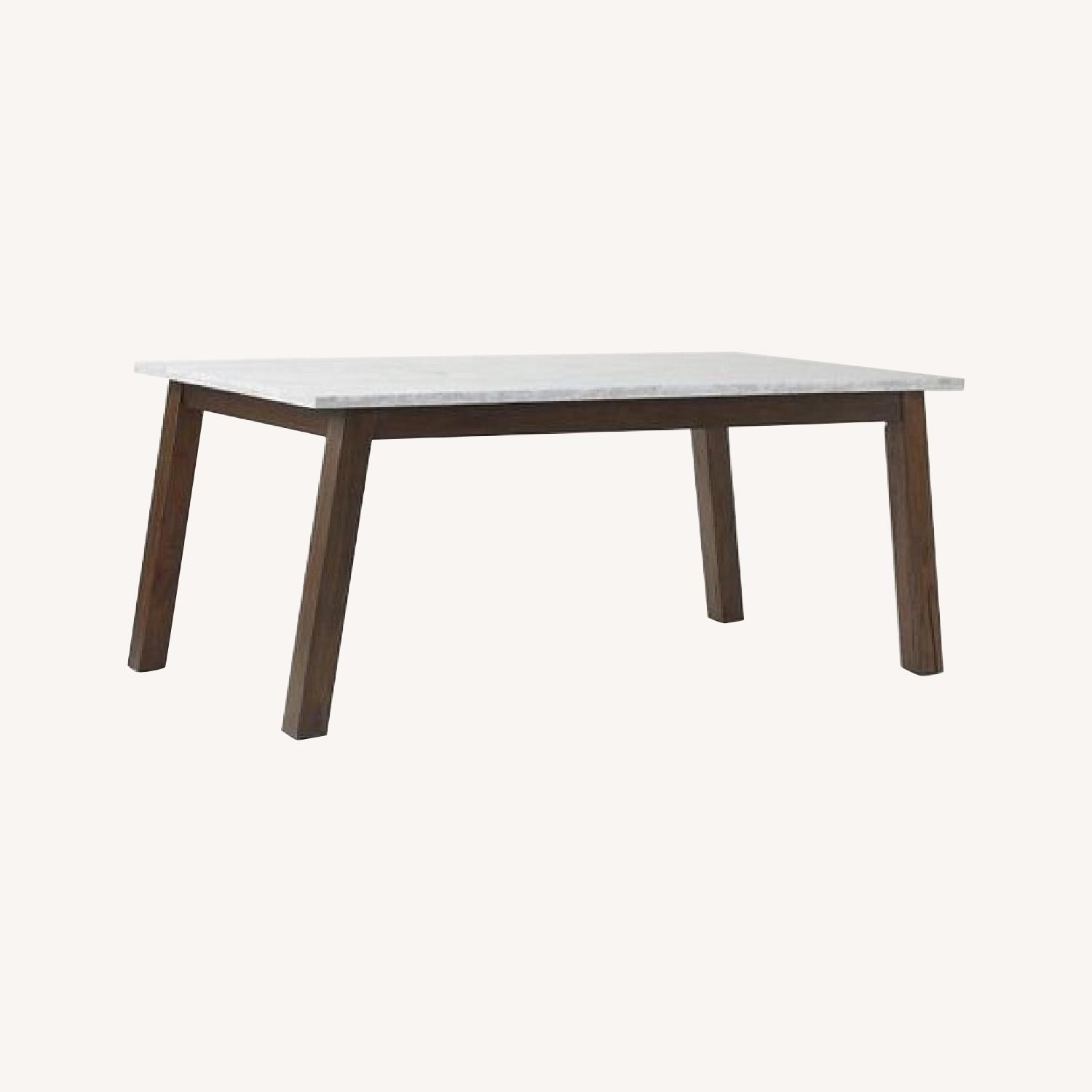 West Elm Marble & Wood Rectangular Dining Table AptDeco