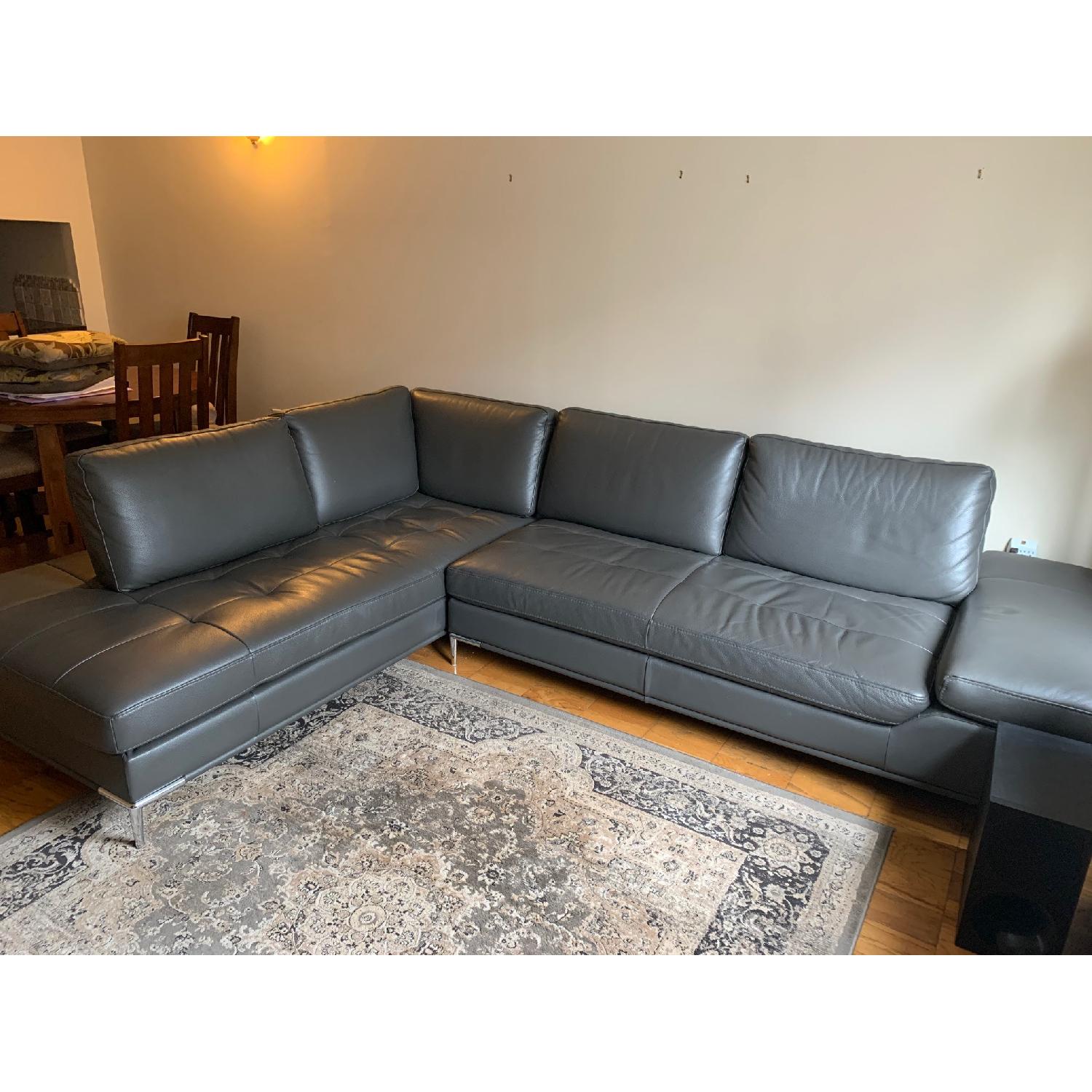 Modani Leather Sectional Sofa Dark Grey - image-2