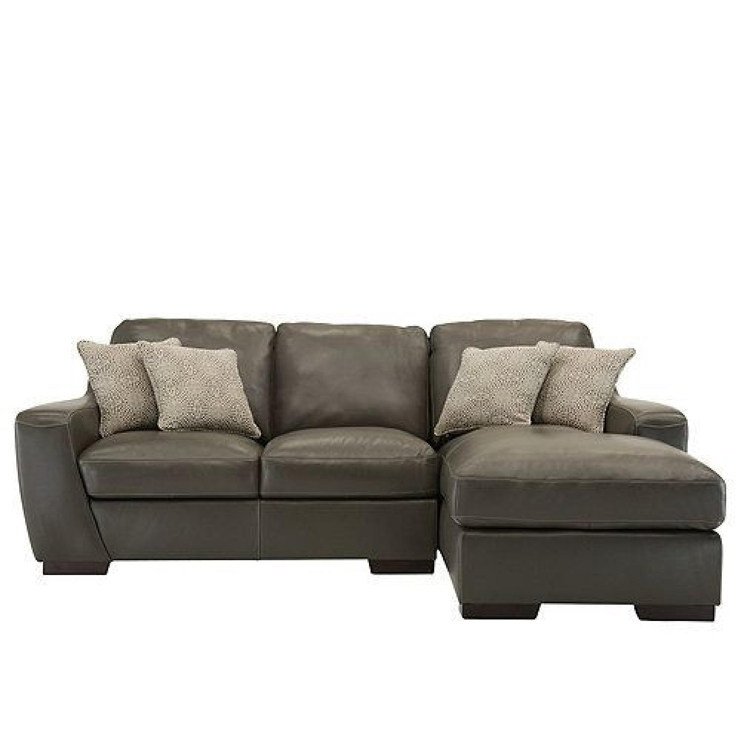 Raymour & Flanigan Leather L Shape Sectional Sofa AptDeco