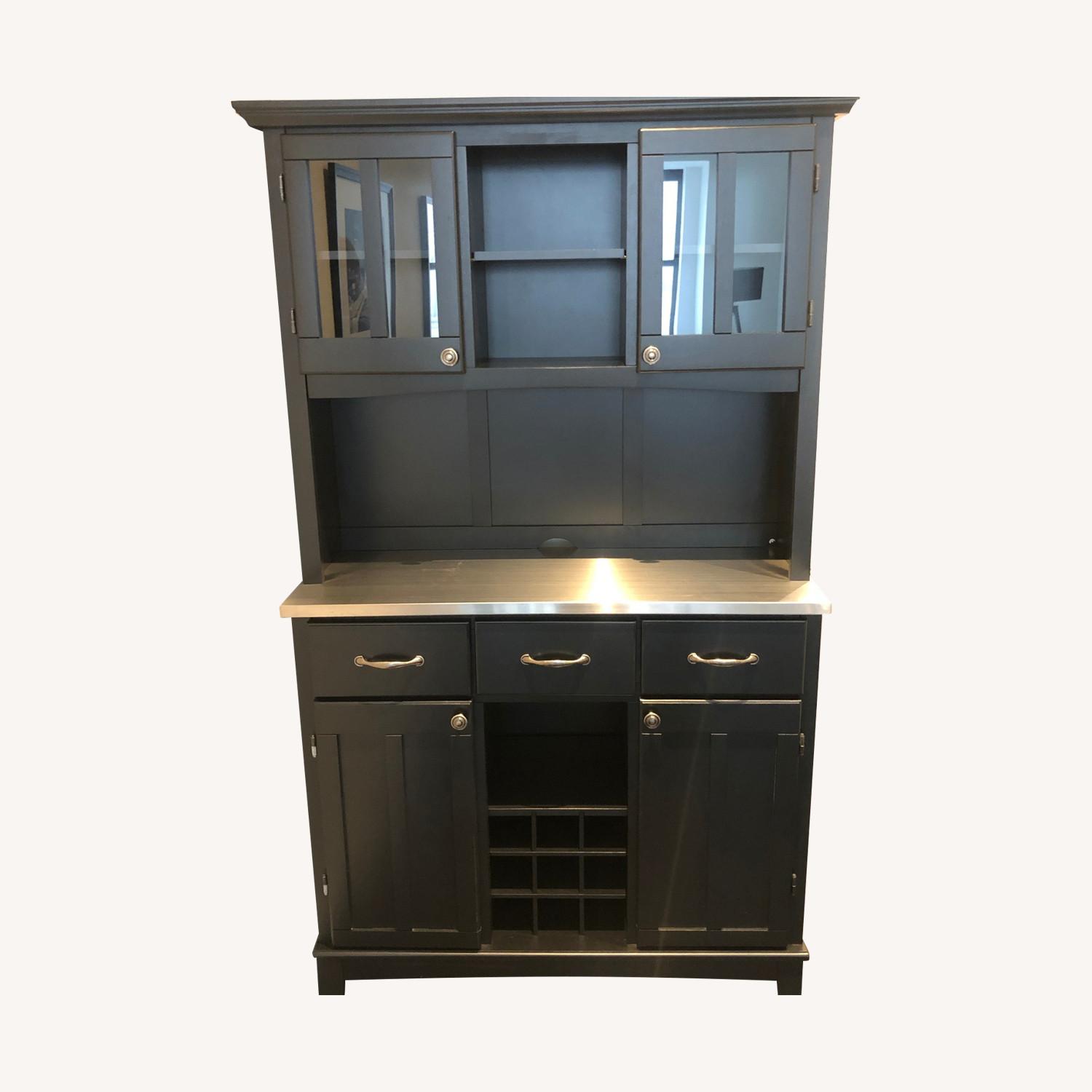 Black & Metal Top Buffet/Bar w/ Hutch - image-0