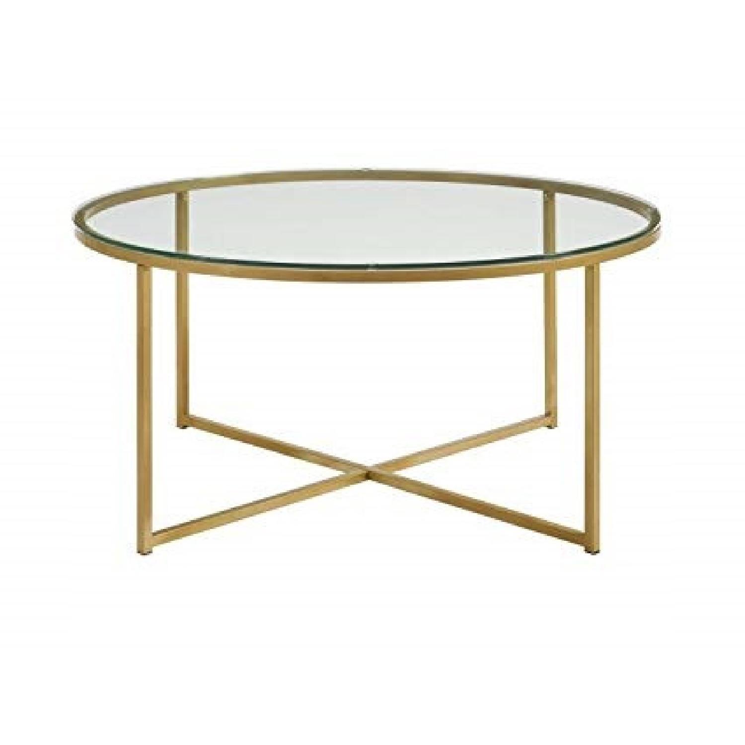 Glass Coffee Table w/ Gold Legs AptDeco