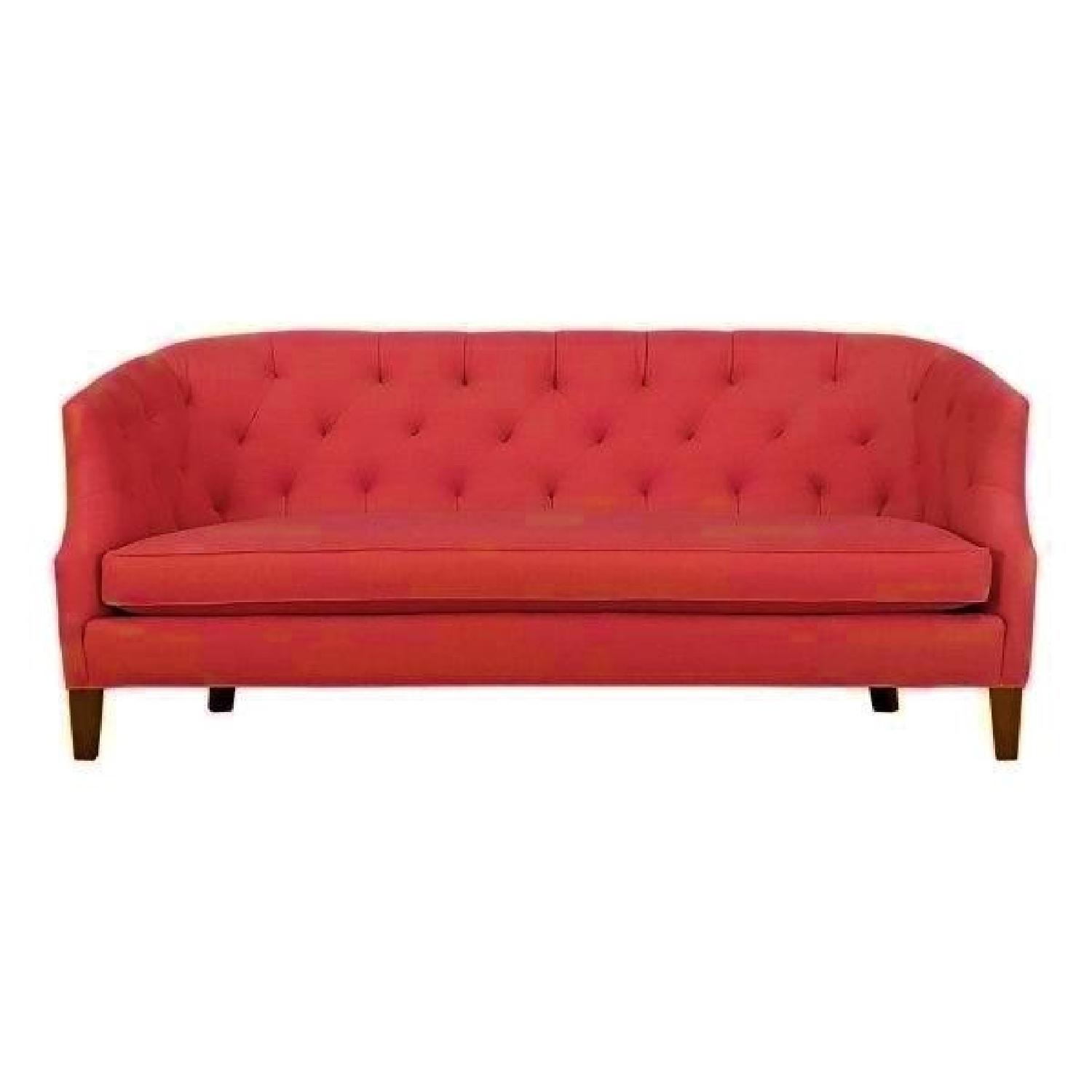 Crate & Barrel Azure Brick Red Sofa AptDeco