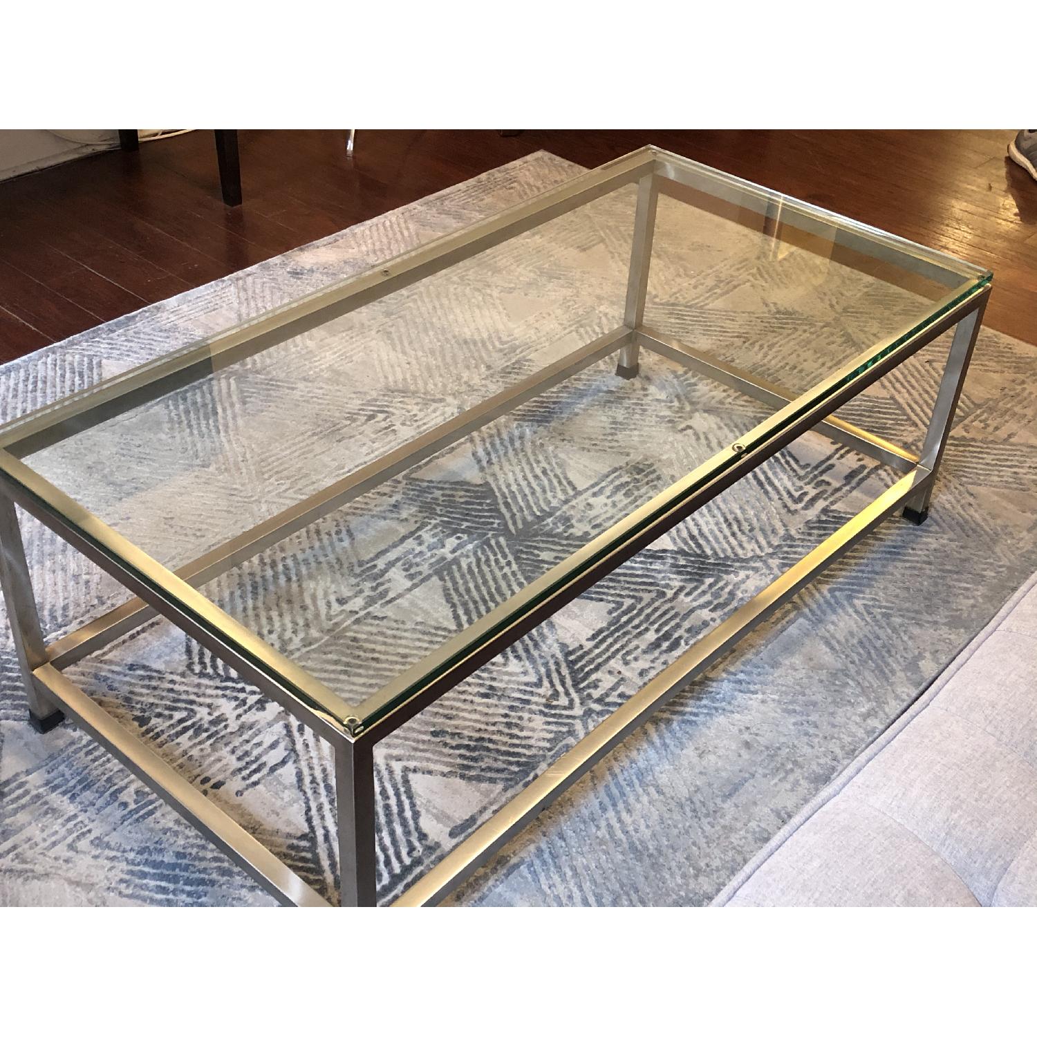 Crate & Barrel Era Glass/Stainless Coffee Table AptDeco