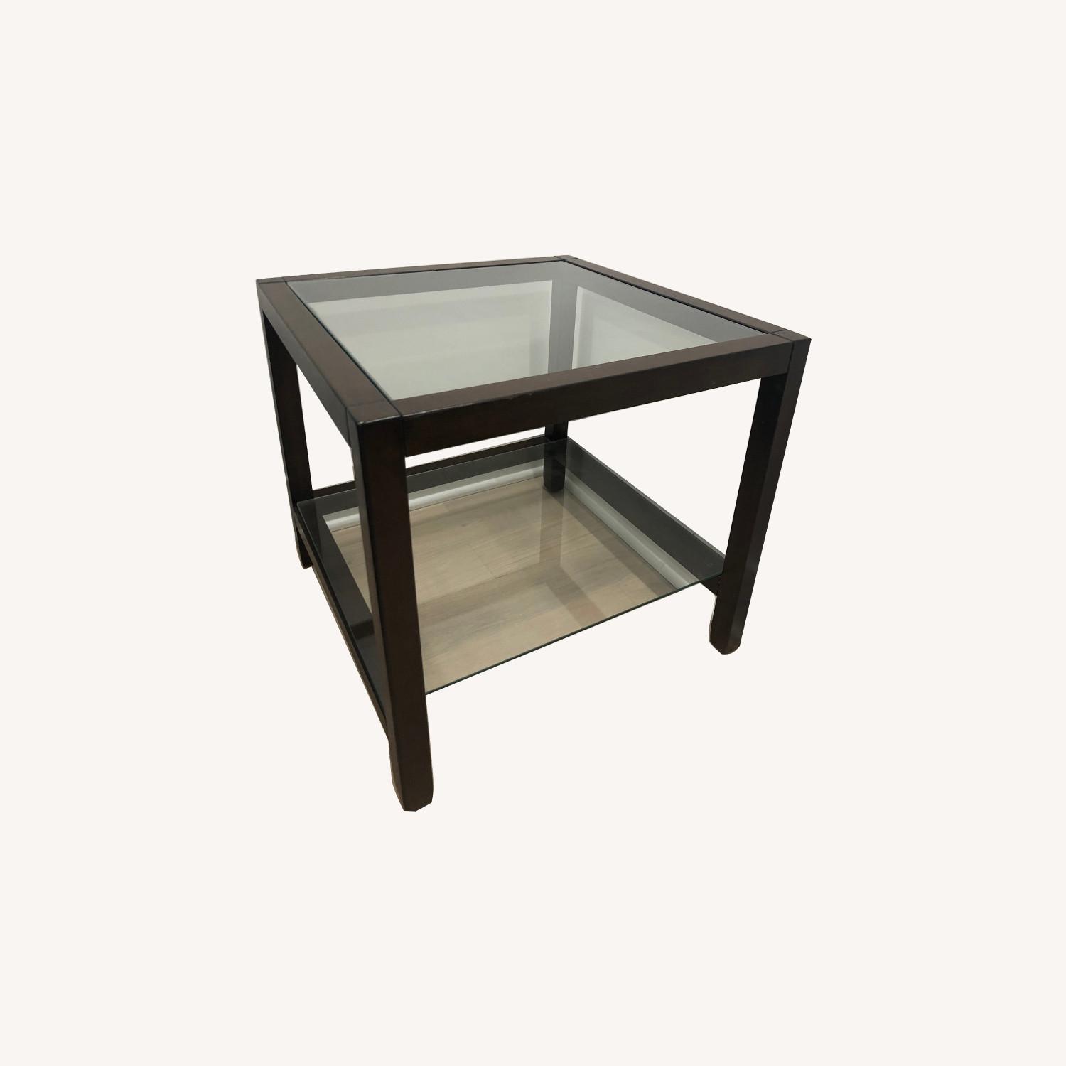 Pottery Barn glass side table AptDeco